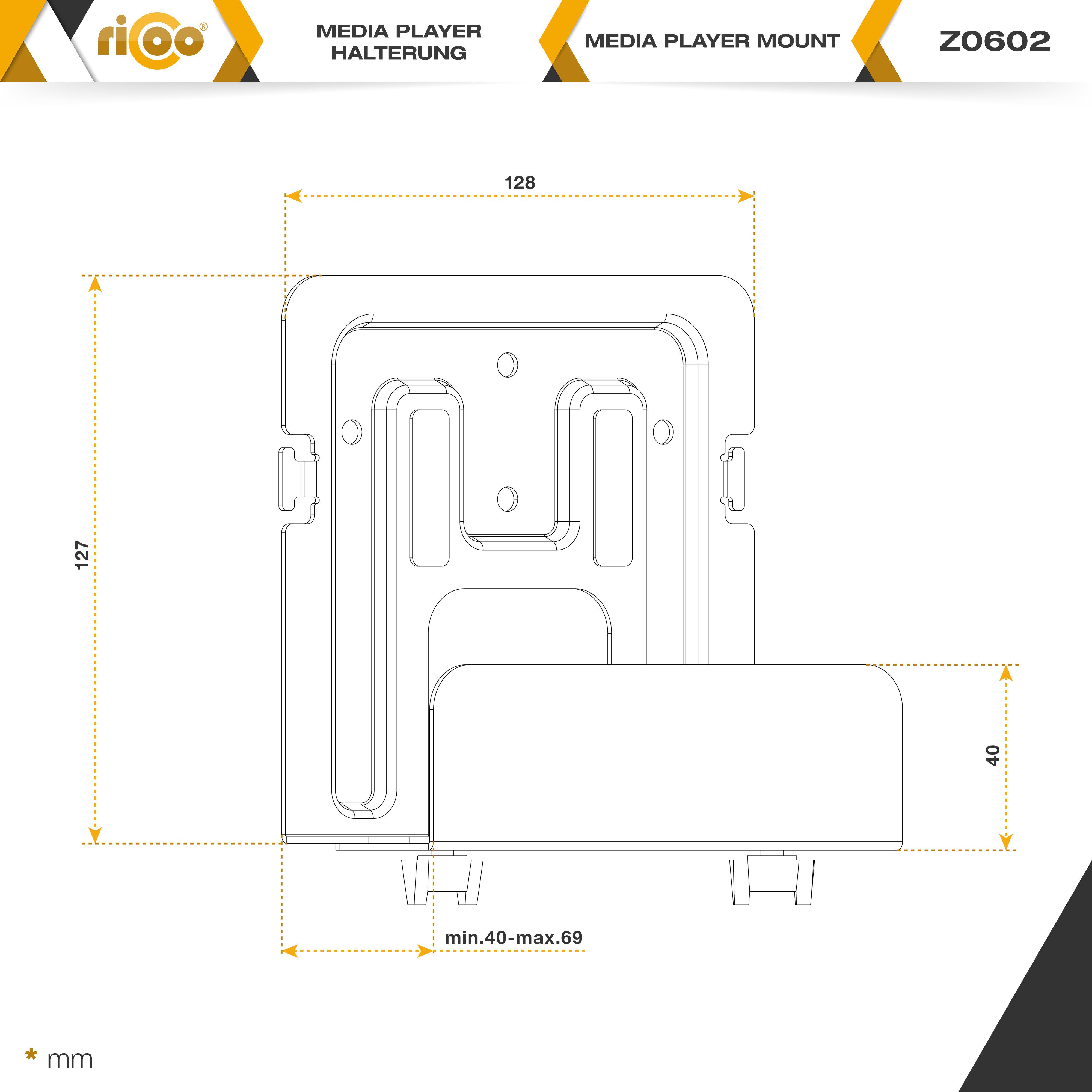 RICOO Streaming Box-Halterung IP-TV Set-Top Boxen Wand-Halterung Aufhängung Befestigung Z0602, (Universal-Halterung für Mediaplayer, 1-tlg., max. Belastbar-keit – Bild 5 von 5