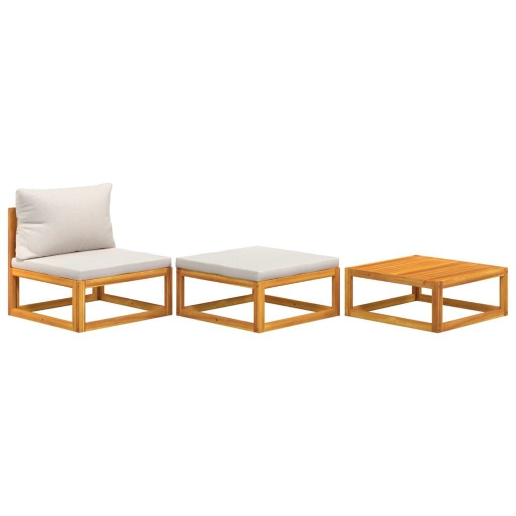 vidaXL Sofaelement 3-tlg. Garten-Lounge-Set mit Kissen Massivholz (1 St)