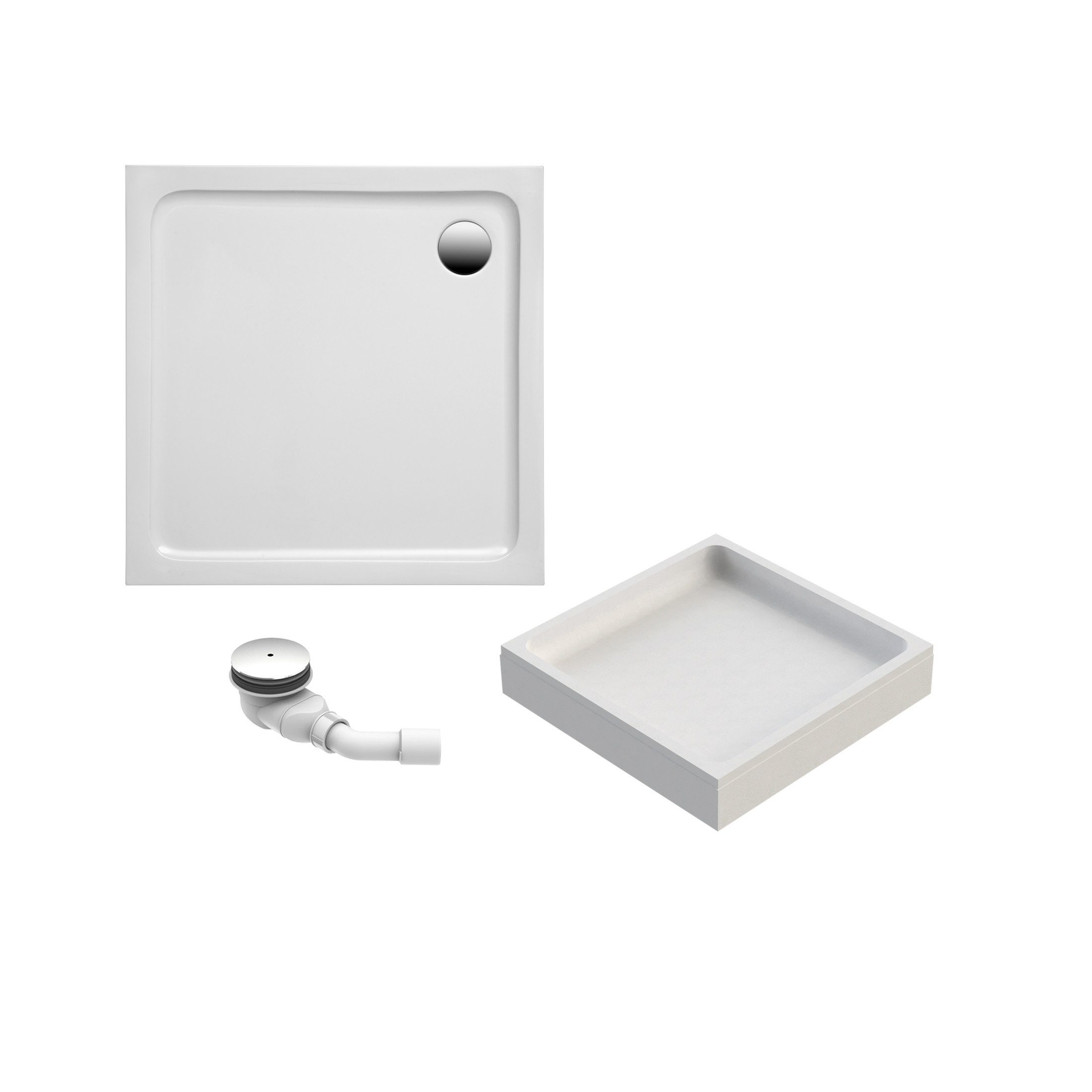 Schulte Duschwanne Adria mit Wannenträger und Ablaufgarnitur, Größenauswahl, Сантехникаacryl, Komplett-Set, Weiß, 80 x 80 cm