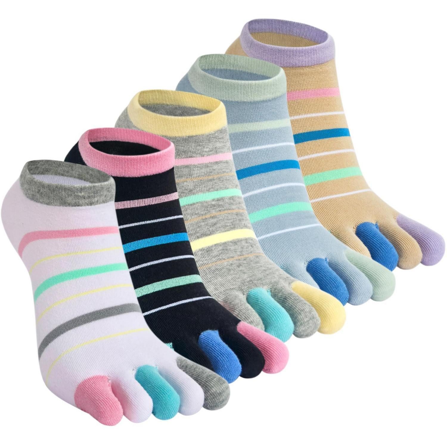 LuxusKollektion Zehensocken Damen Zehensocken 5 Paar Baumwolle Bunt M EU 35-40