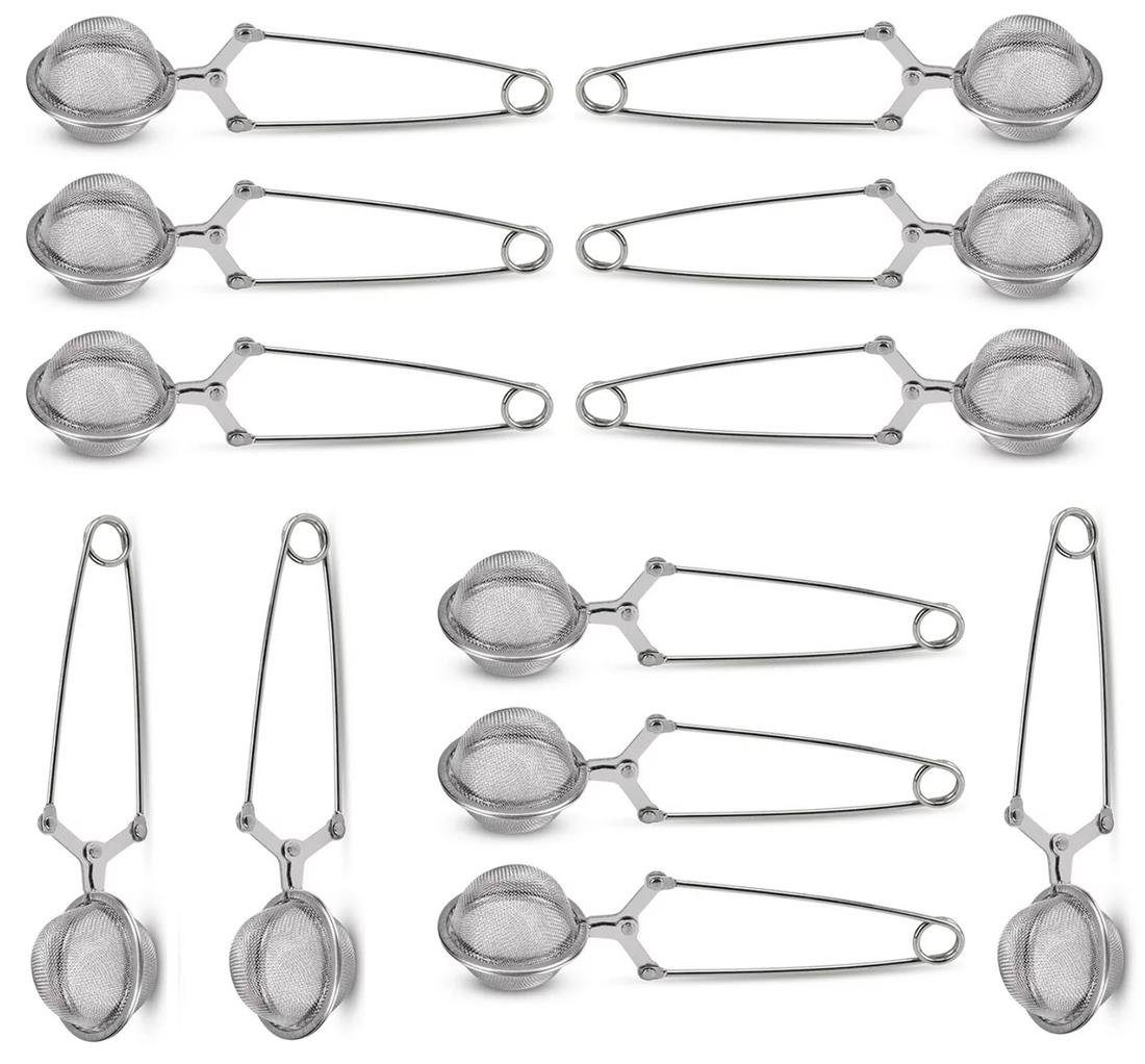BAYLI 12 für Teezange, Teeklammer Abflusssieb Edelstahl hochwertige lose Blätter Stück