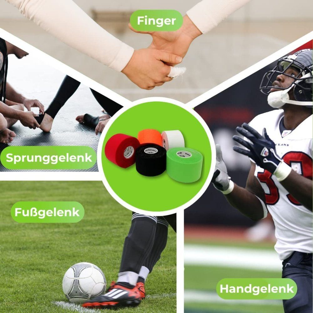 LisaCare Kinesiologie-Tape - Sport-Tape - Fixier- & Stabilisier-Tape (Set, 6-St., / 3,8cm x 10m) Latexfrei