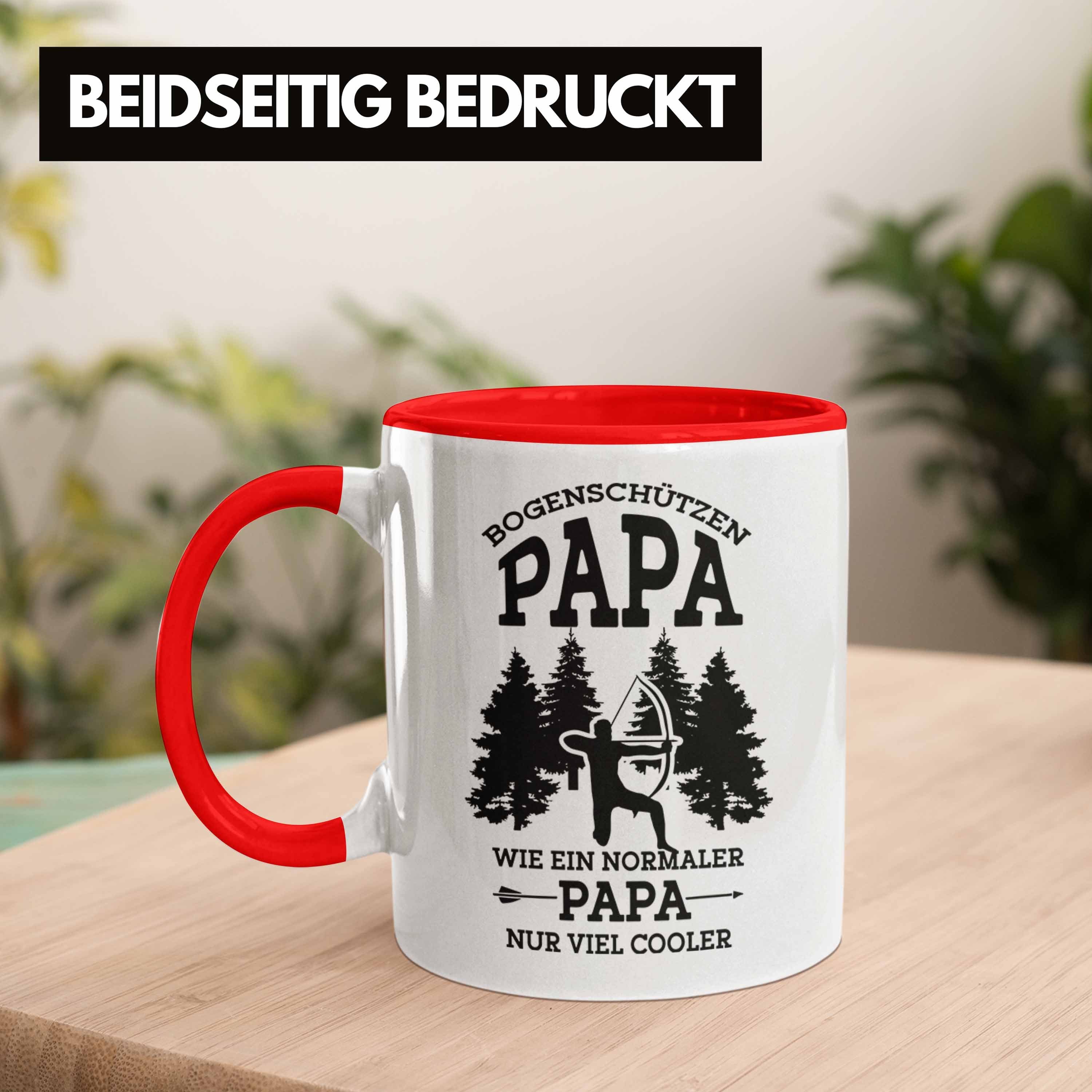 Tasse Papa Bogenschießen Geschenkidee für Rot Tasse Lustige Trendation Bogenschütze Vatert