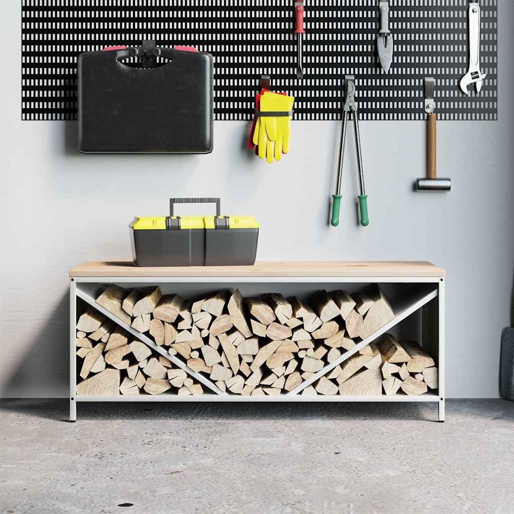 vidaXL Kaminholzregal Brennholzregal mit Holzplatte Weiß 100,5x35,5x40 cm günstig online kaufen