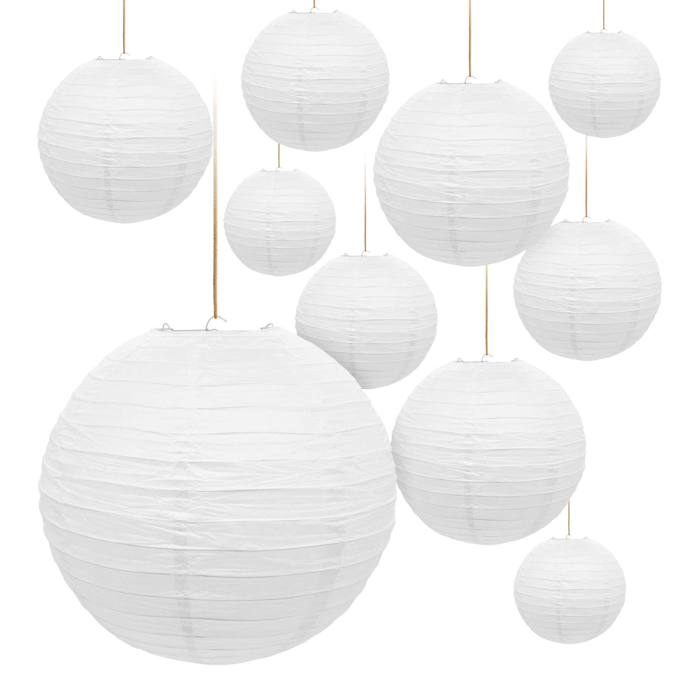 Spetebo Papierlaterne Papier Lampion in weiß zum Hängen - Größe und Menge w günstig online kaufen