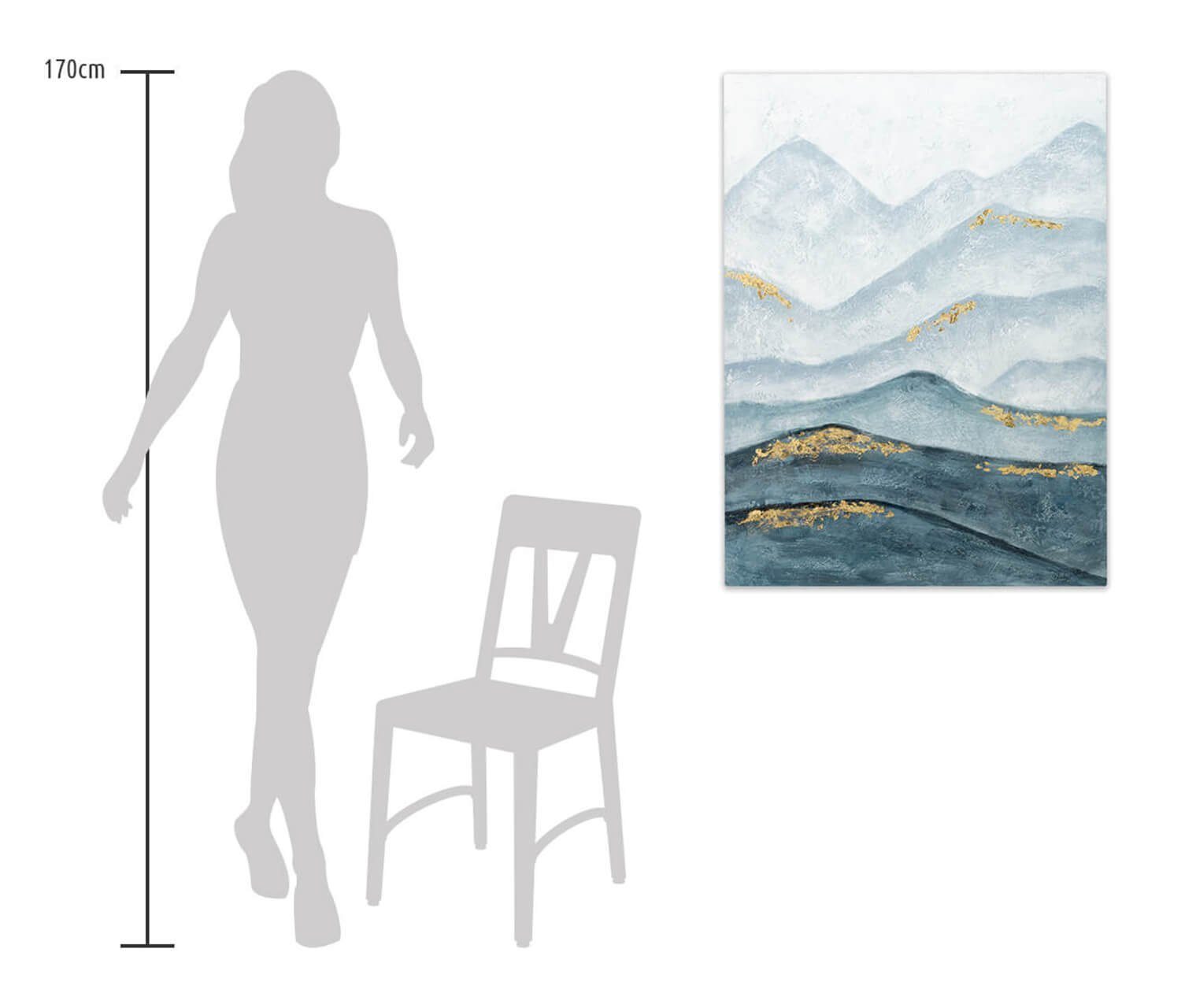 KUNSTLOFT Gemälde Verzauberte Wandbild HANDGEMALT 75x100 Leinwandbild 100% cm, Berge Wohnzimmer