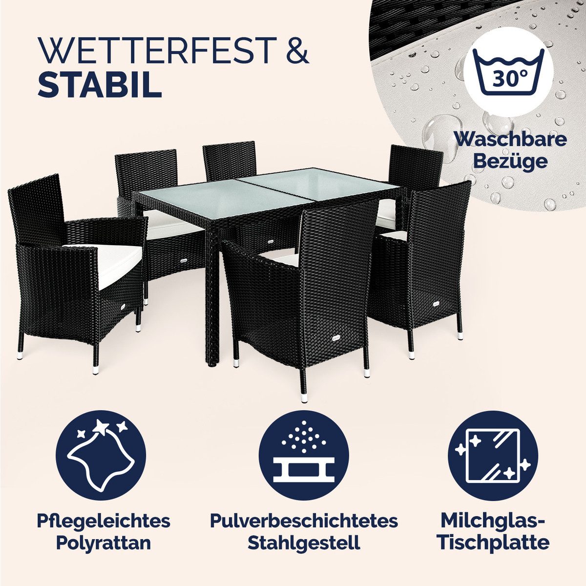 Casaria Garten-Essgruppe, 6 Personen Rattan inkl. günstig online kaufen