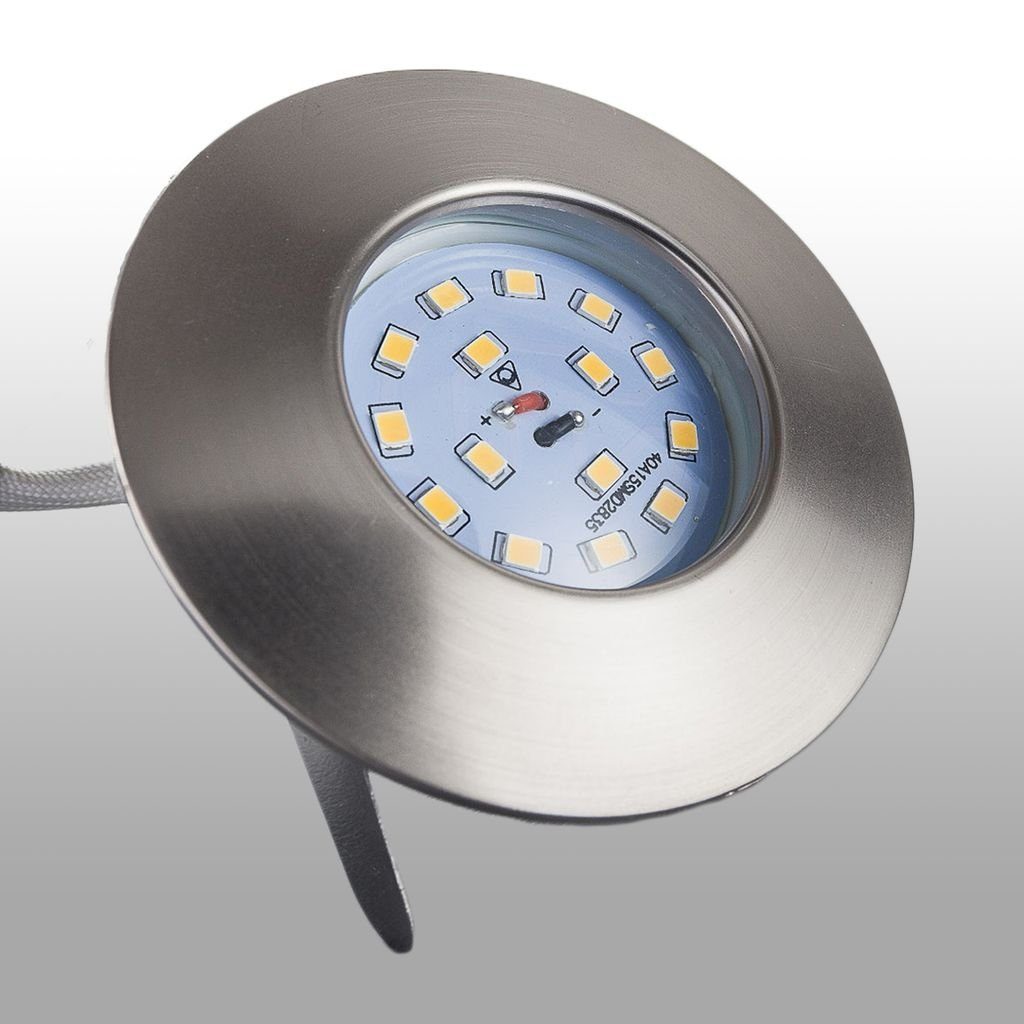 B.K.Licht LED Einbaustrahler 5er SET dimmbar Bad-Einbauleuchten IP44 75mm ultra-flach - 20-04-05-S, LED fest integriert, Warmweiß, 3000K Einbauspots Rund Badezimmer 5,5W 470lm Leuchtmittel matt-Nickel
