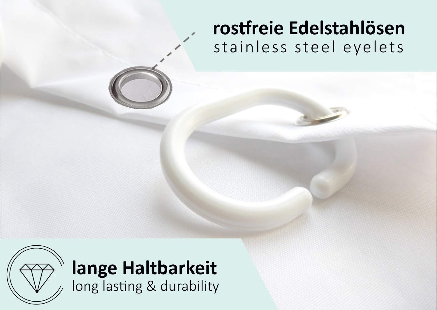 Arteneur Duschvorhang Breite 120 cm, Anti-Schimmel Beschichtet, Beschwerter Saum, Waschbar 40°C