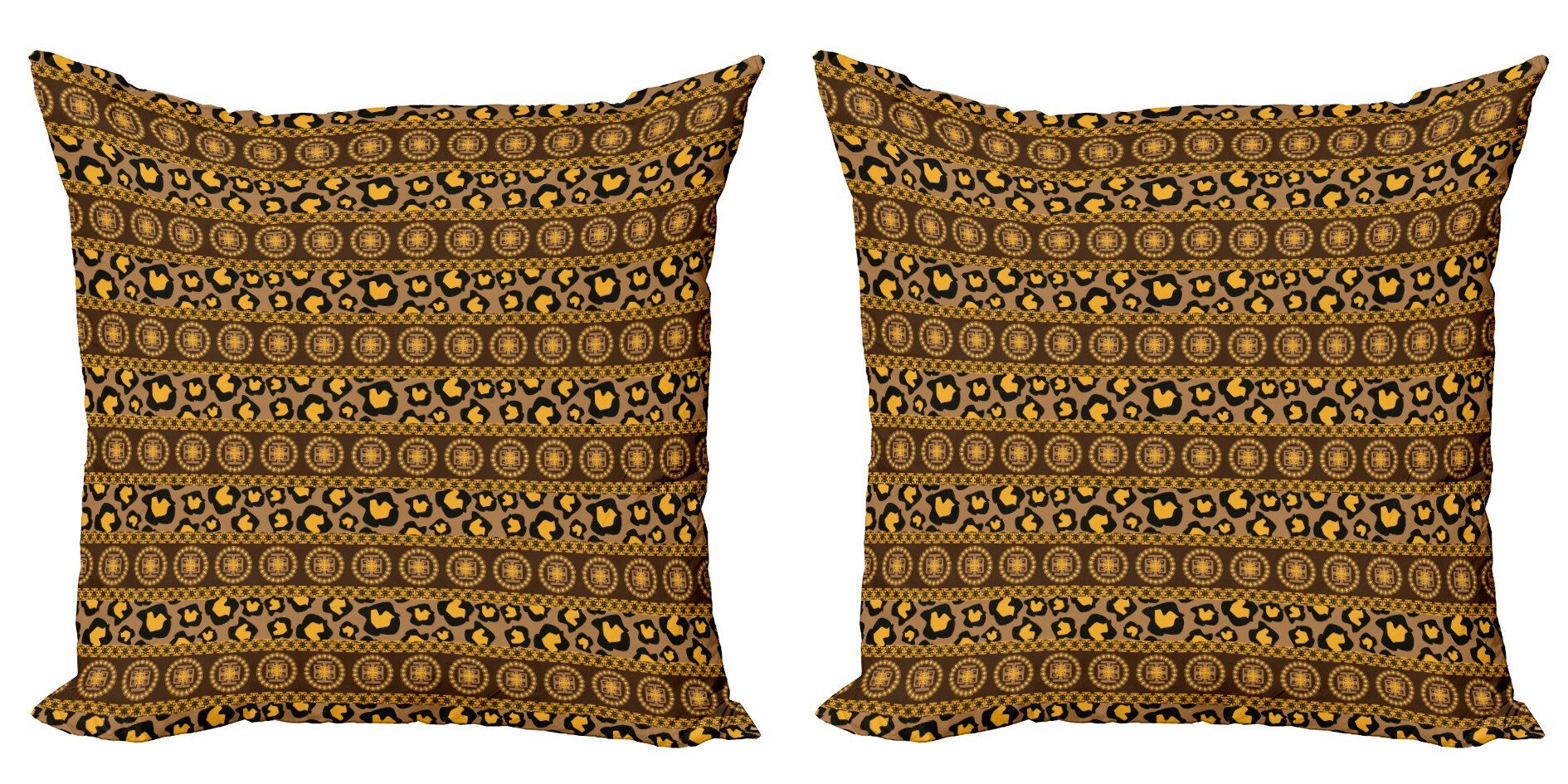 Kissenbezüge Modern Accent Doppelseitiger Digitaldruck, Abakuhaus (2 Stück), afrikanisch Leopard-Haut-Verzierungen