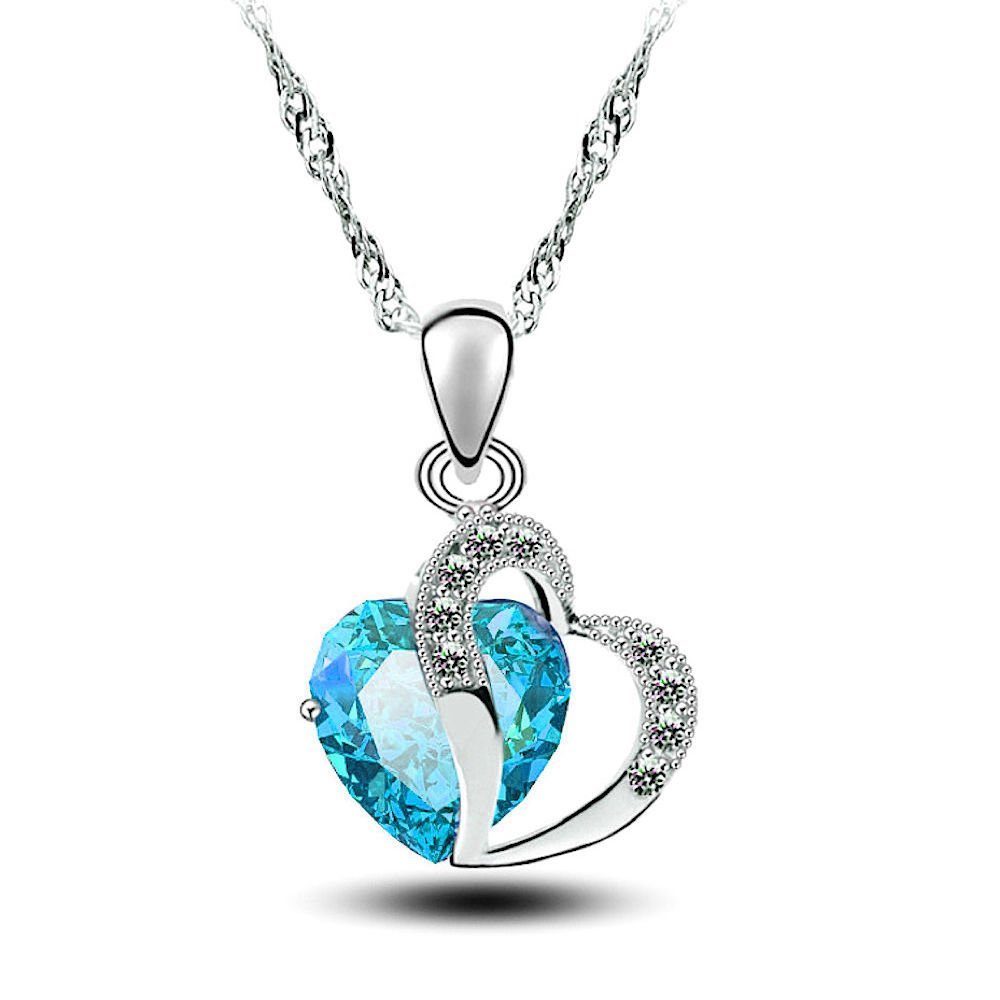 Kim Johanson Schmuckset Herz Blau (Set, 4-tlg), mit Halskette, Ohrringe und Armband