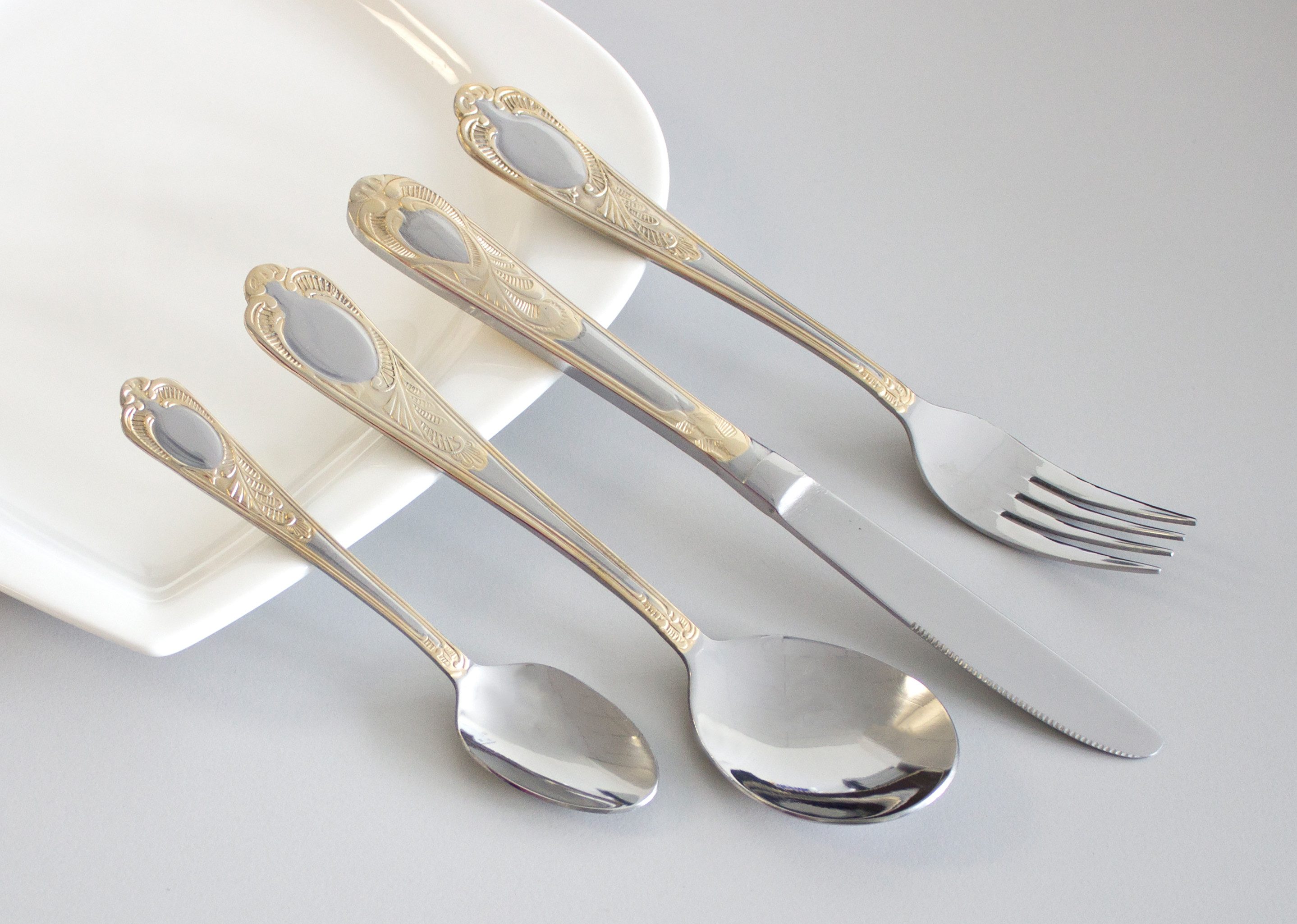 Karcher Besteck-Set Boston 72-teilig (72-tlg), Edelstahl, 72-teilig für 12 Personen, Edelstahl, dekorvergoldet
