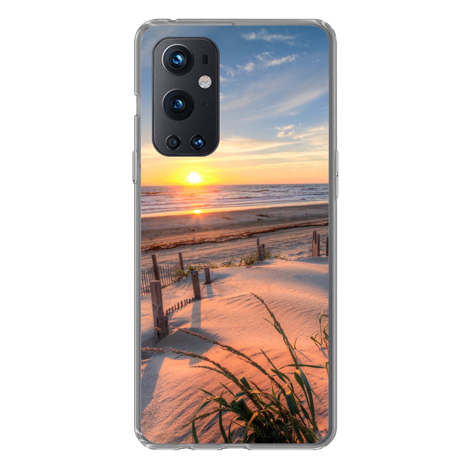MuchoWow Handyhülle für OnePlus 9 Pro Strand - Meer - Düne - Sonnenuntergang - Landschaft, Phone Case, Silikon, Schutzhülle Dünn