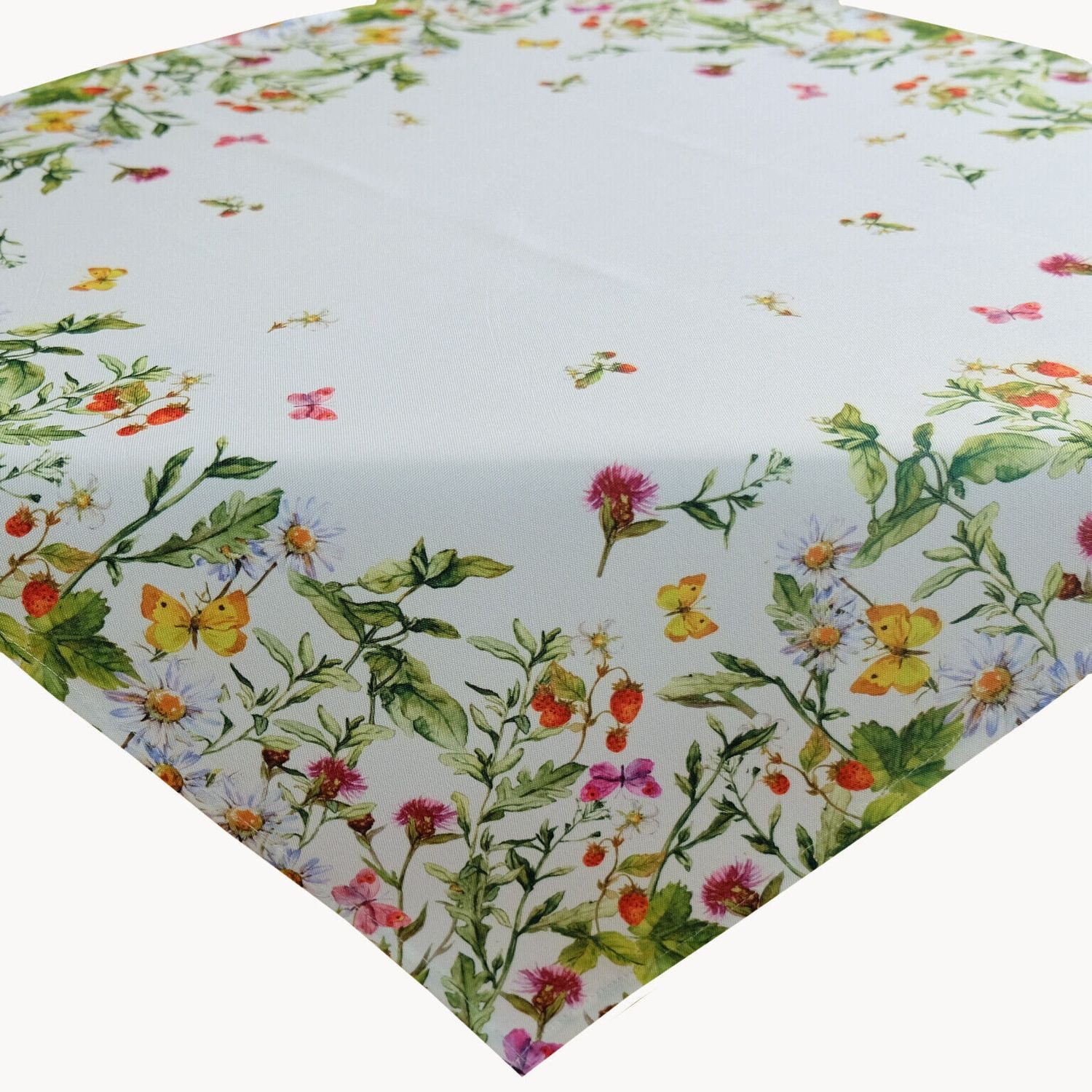 texpot Tischdecke mit Blumen Schmetterlinge Sommerwiese Tischläufer Frühjahr Sommer (1-tlg)