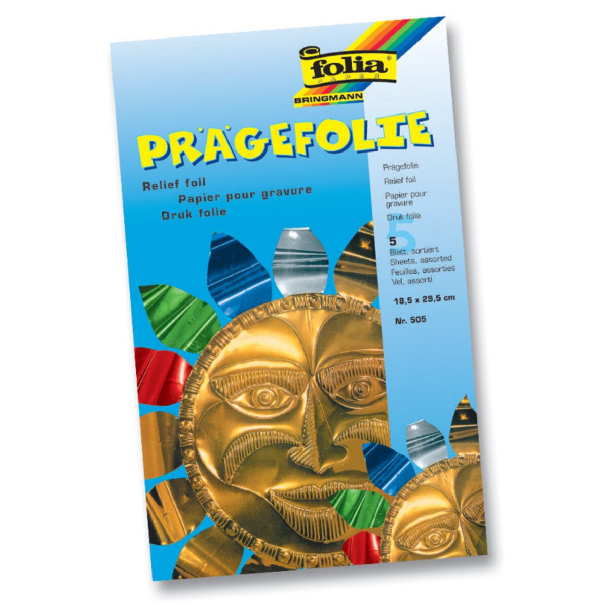 Folia Bastelfilz Prägefolie Mappe - 18,5 x 29 cm farbig sortiert 5 Blatt.