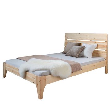 Homestyle4u Holzbett Doppelbett Bettgestell Futonbett 140x200 natur (Kein Set)