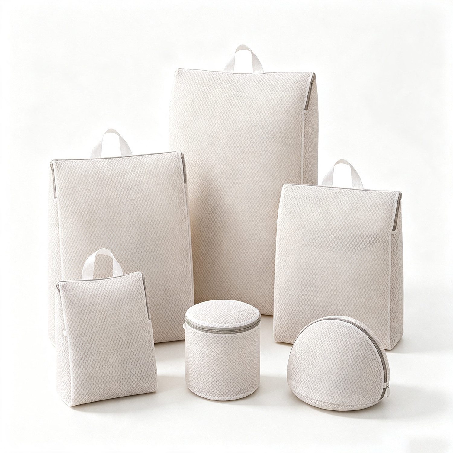 Luckice Wäschesäckchen 6er Set Wäscheset mit Wabenmuster,geeignet für alle Arten von Kleidung,(Wäscheschutzbeutel – Verschiedene Größen, doppellagig, für Schonwäsche, weiß, Waschmaschinen-Beutel – wiederverwendbare Netzsäcke für Kleidung)