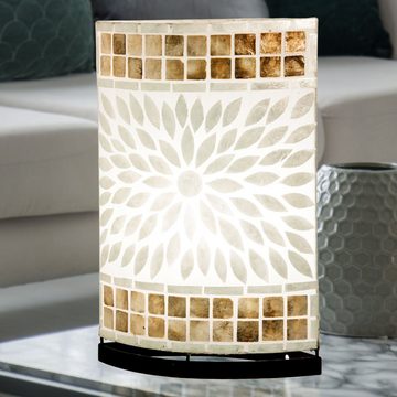 etc-shop LED Tischleuchte, Leuchtmittel nicht inklusive, Nacht Schreib Tisch Lampe Wohn Zimmer Lese Beleuchtung Muschel Mosaik