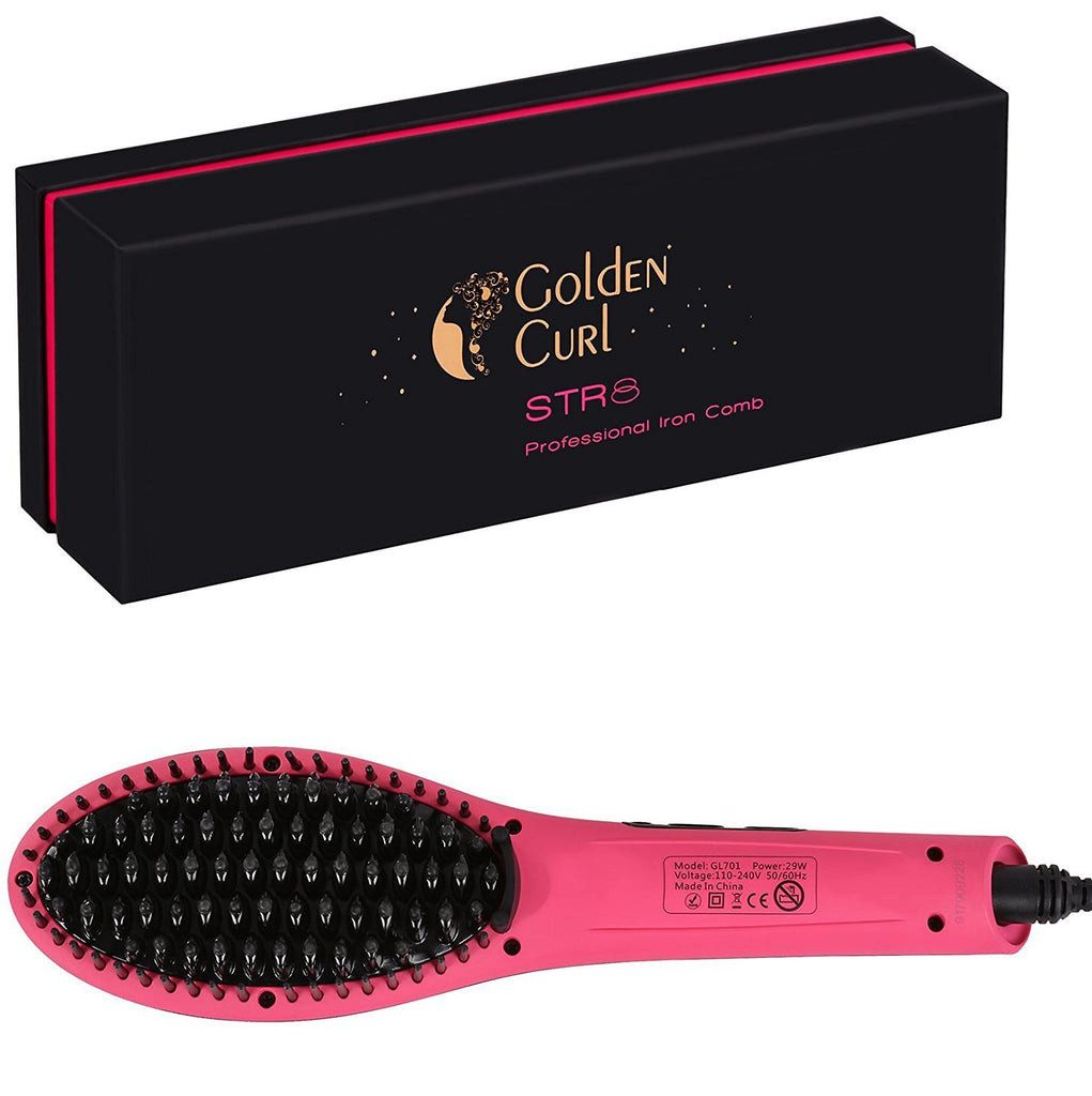 Golden Curl Glätteisen STR8 Glättbürste Keramik-Beschichtung