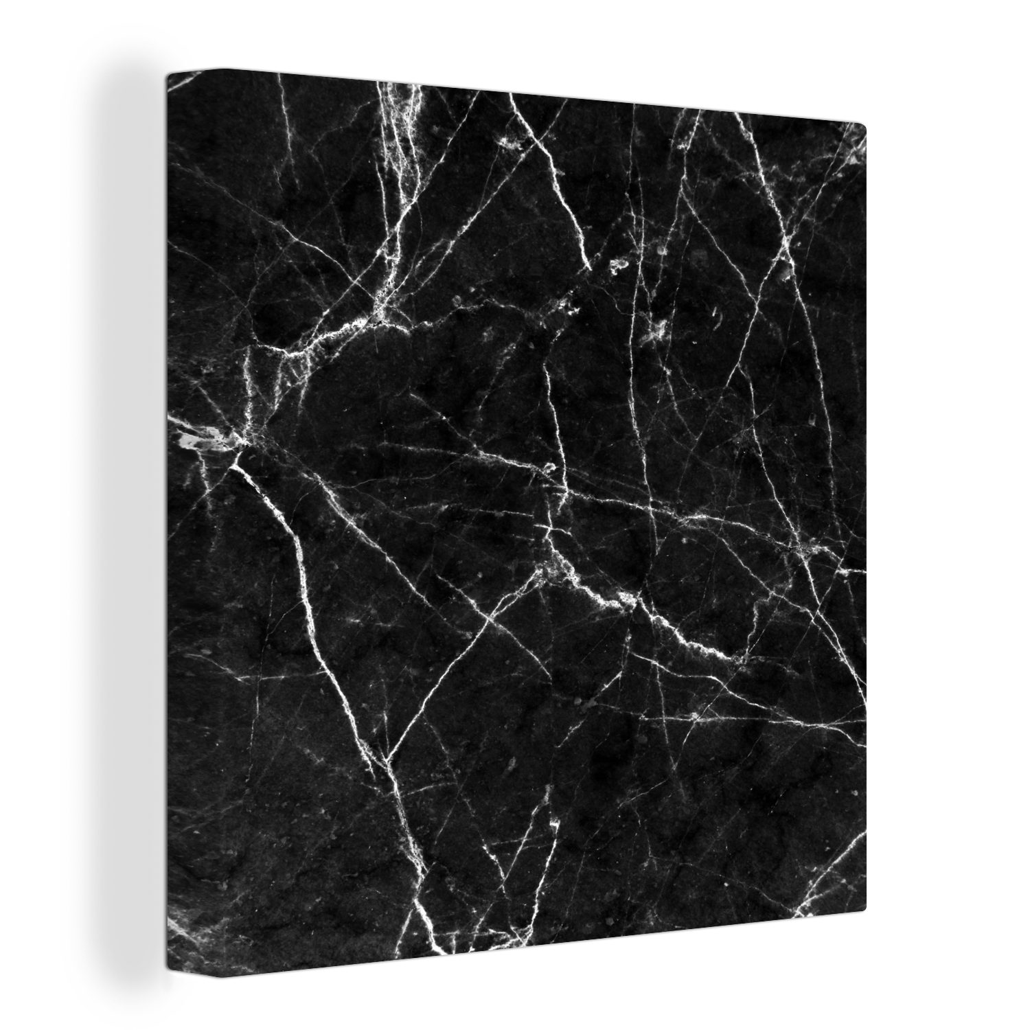 OneMillionCanvasses® Leinwandbild Marmor - Schwarz - Weiß - Textur, (1 St), Leinwand Bilder für Wohnzimmer Schlafzimmer