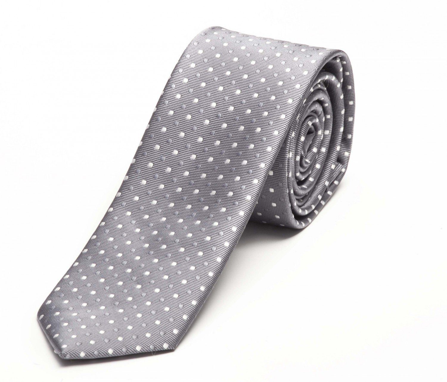Fabio Farini Krawatte verschiedene Herren Schlips - Krawatten mit Punkten in 6cm Breite (ohne Box, Gepunktet) Schmal (6cm), Grau (Grau, Weiß)