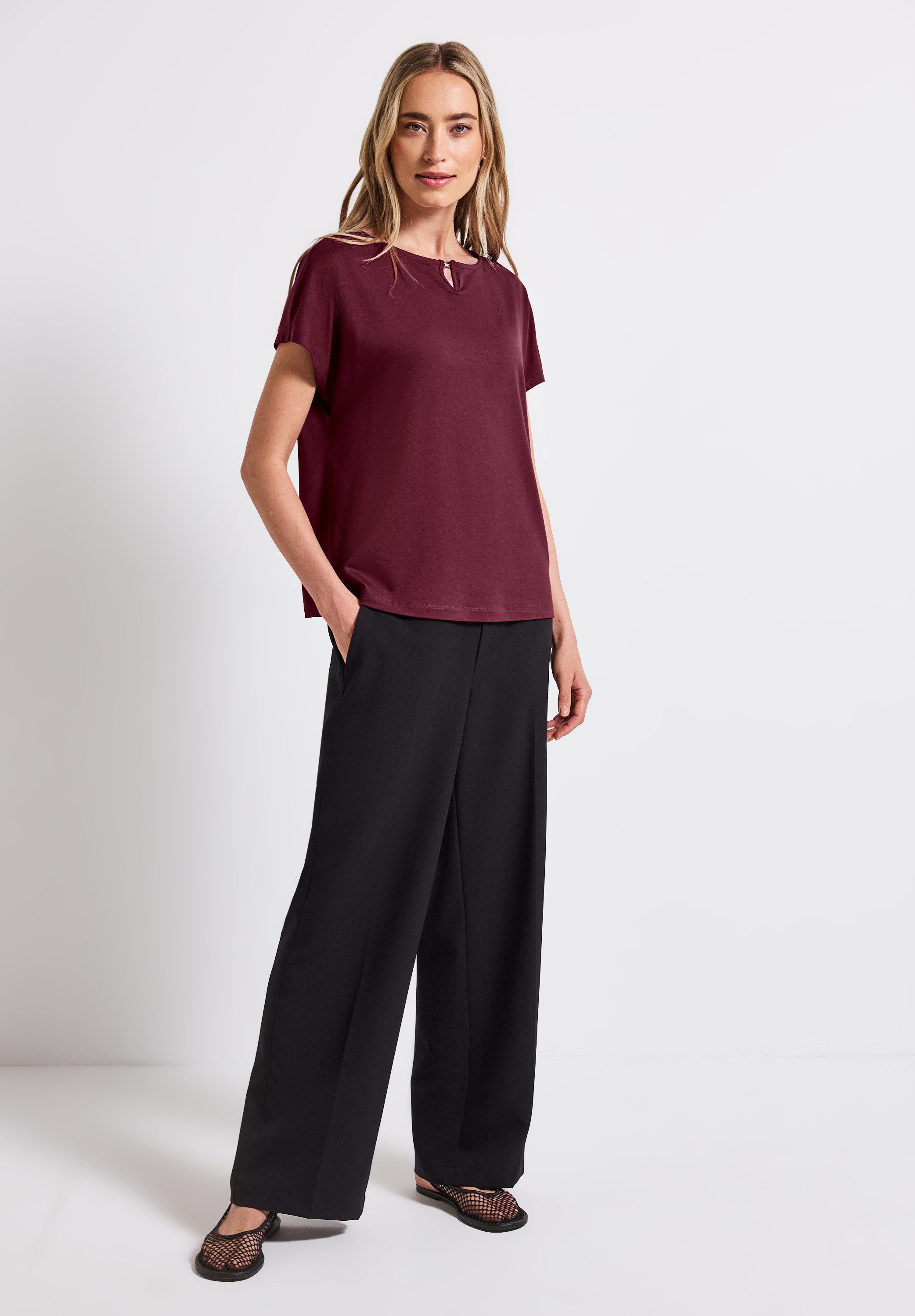 STREET ONE T-Shirt mit Materialmix