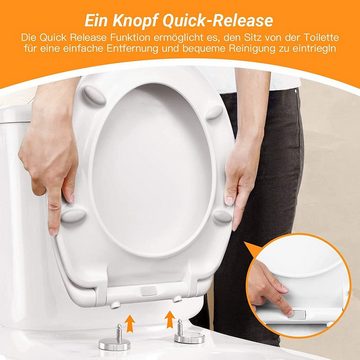 TACKLIFE WC-Sitz, Toilettendeckel O-Form Toilettensitz 4 Sitzdämpfer