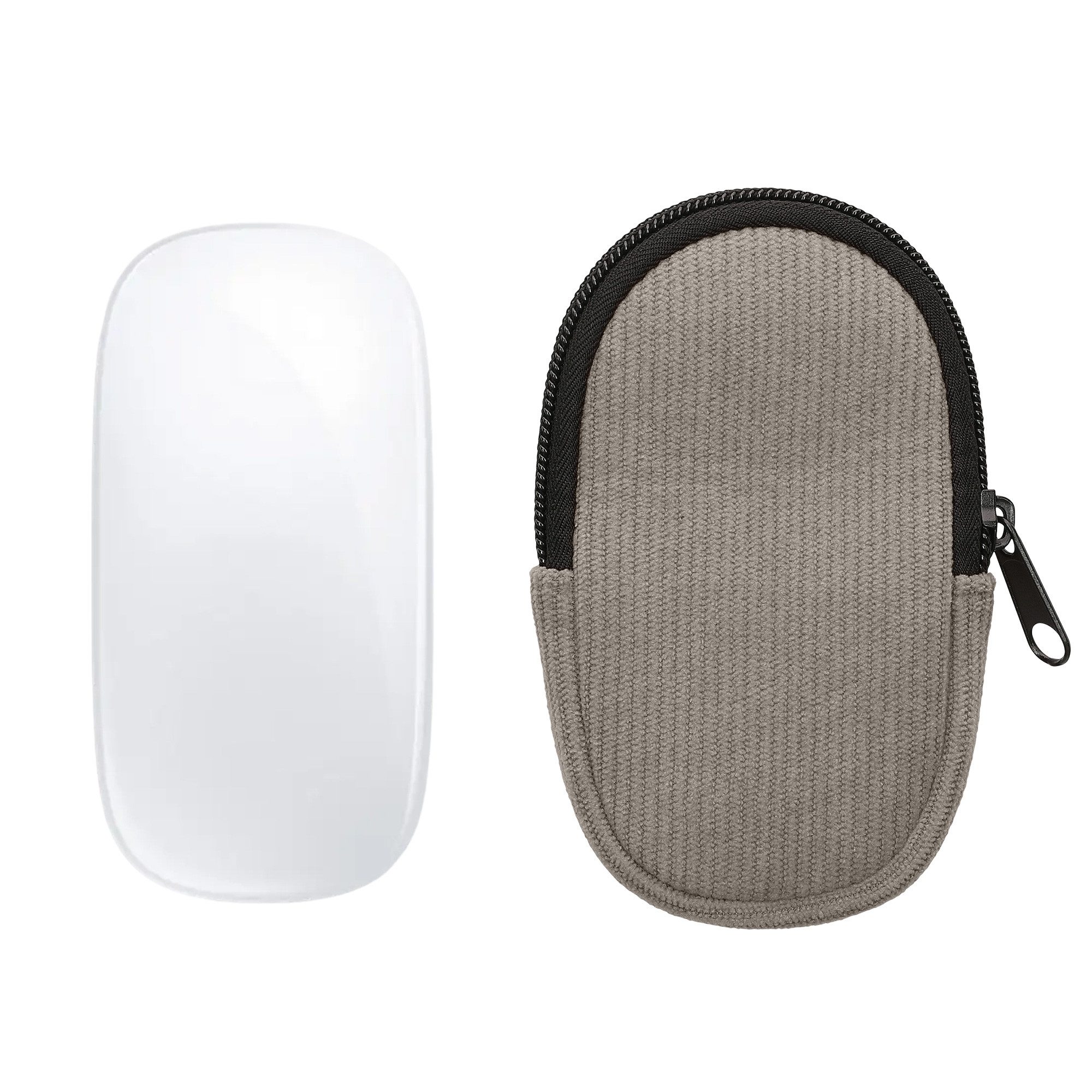 kwmobile Schutz-Set Maus Tasche für Apple Magic Mouse 1 / 2 Hülle, Case für Bluetooth Maus aus robustem Cord und Neopren Stoff