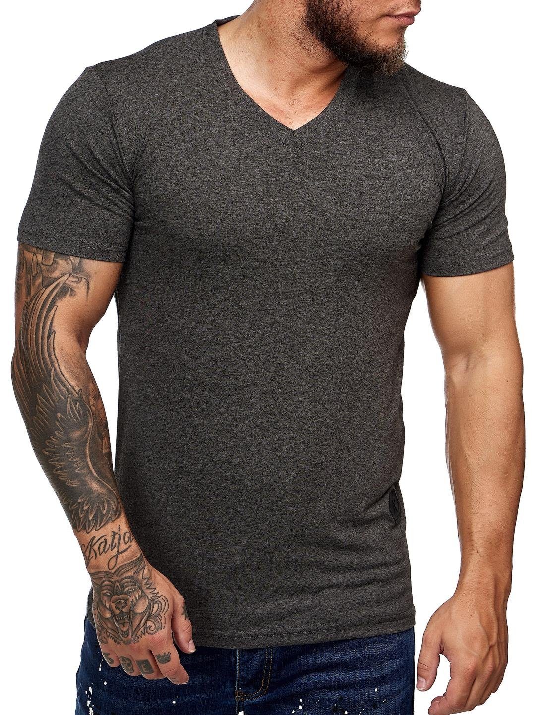 OneRedox T-Shirt 9031ST (Shirt Polo Kurzarmshirt Tee, 1-tlg) Fitness Freizeit Casual Antrazit | T-Shirts