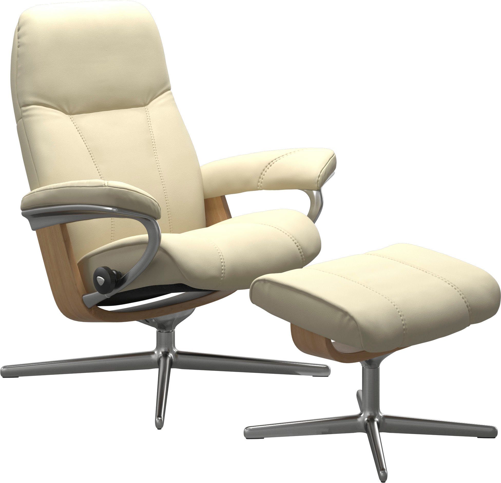 Stressless® Größe M Eiche Cross Hocker, Relaxsessel mit Relaxsessel Base, S, mit Hocker), (Set, mit L, Consul Holzakzent &