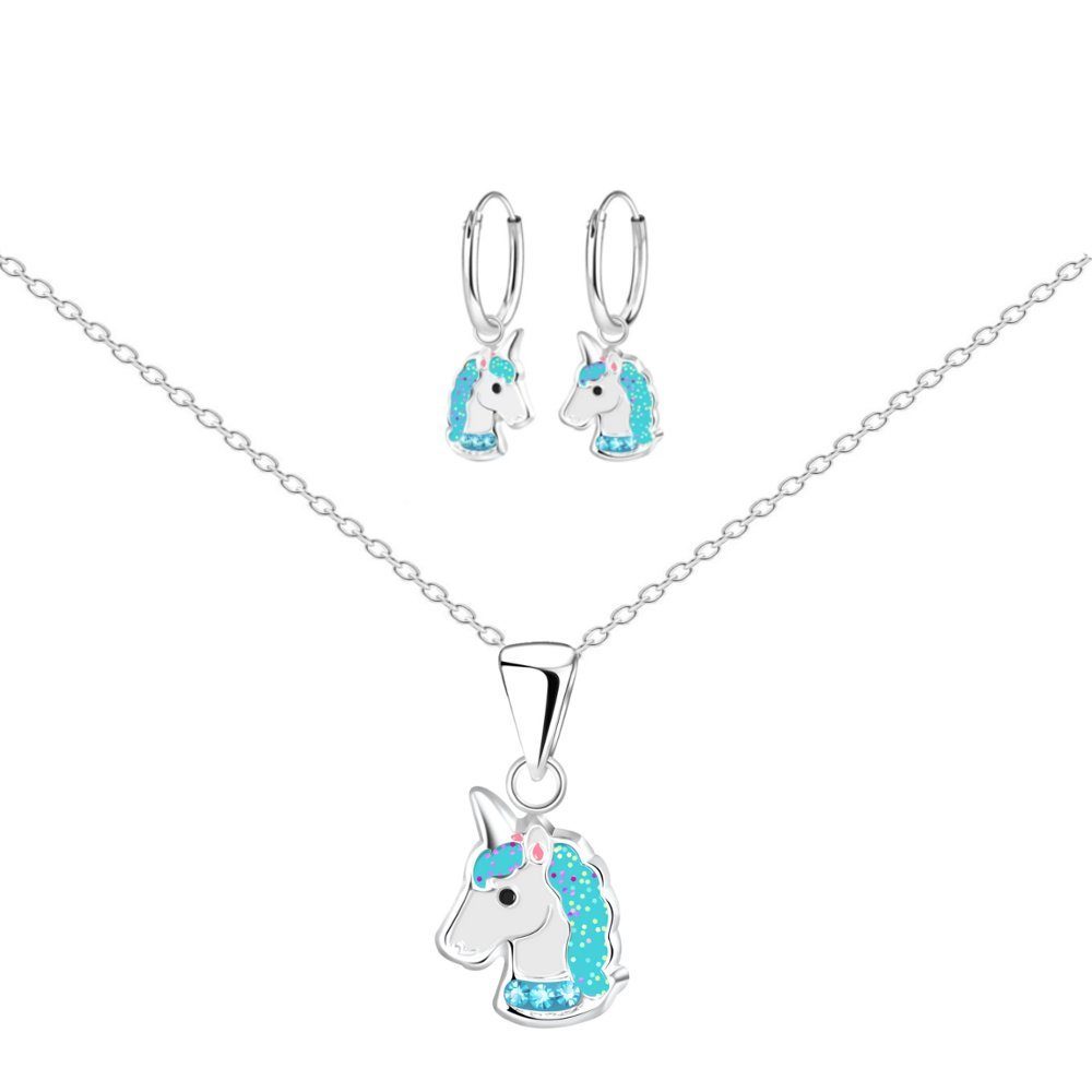 Kristall YORK EINHORN 925 4-tlg., Silber aqua ALEXANDER Schmuckset Sterling