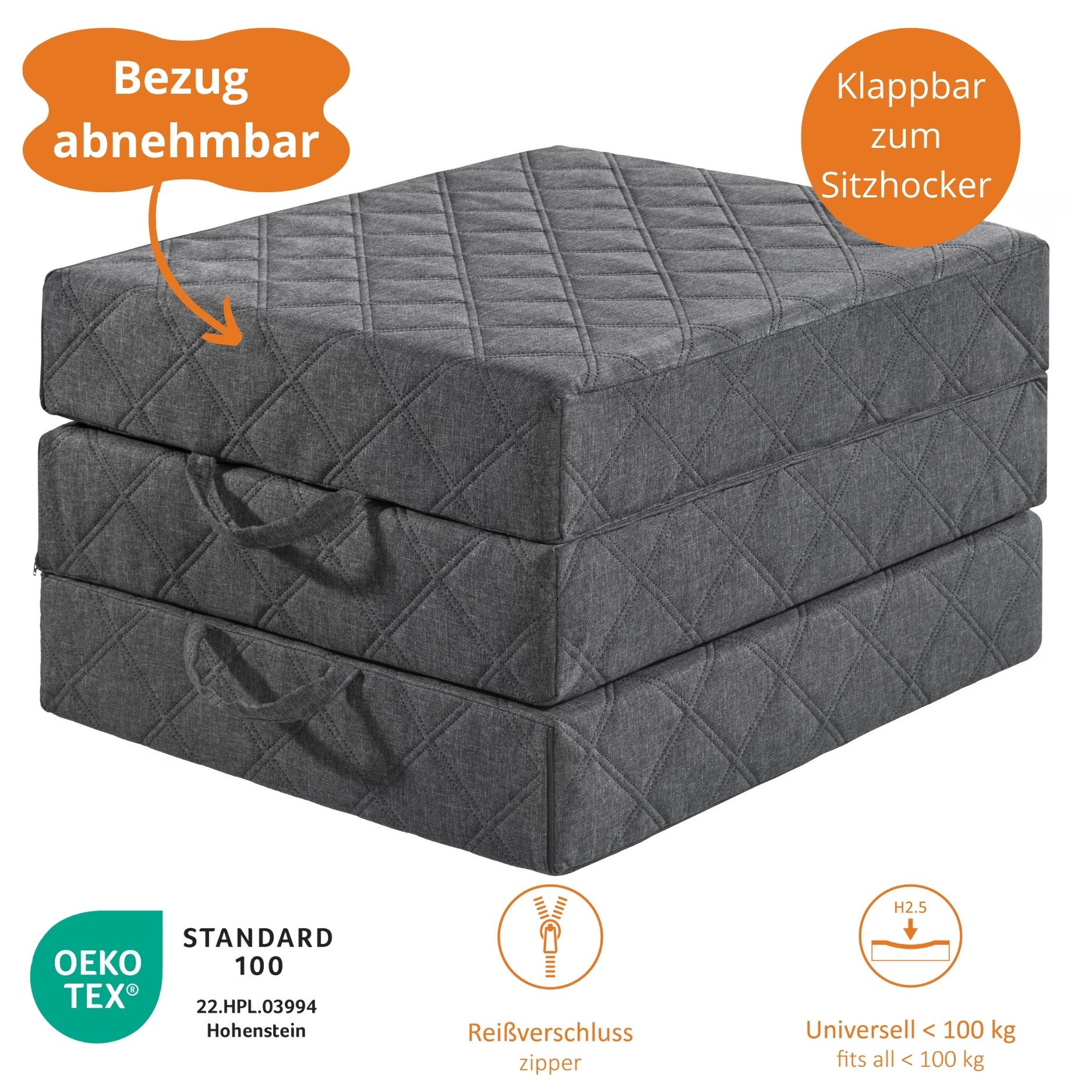 Klappmatratze, sleepling, 14 cm hoch, 75x195 cm, mit Husse günstig online kaufen