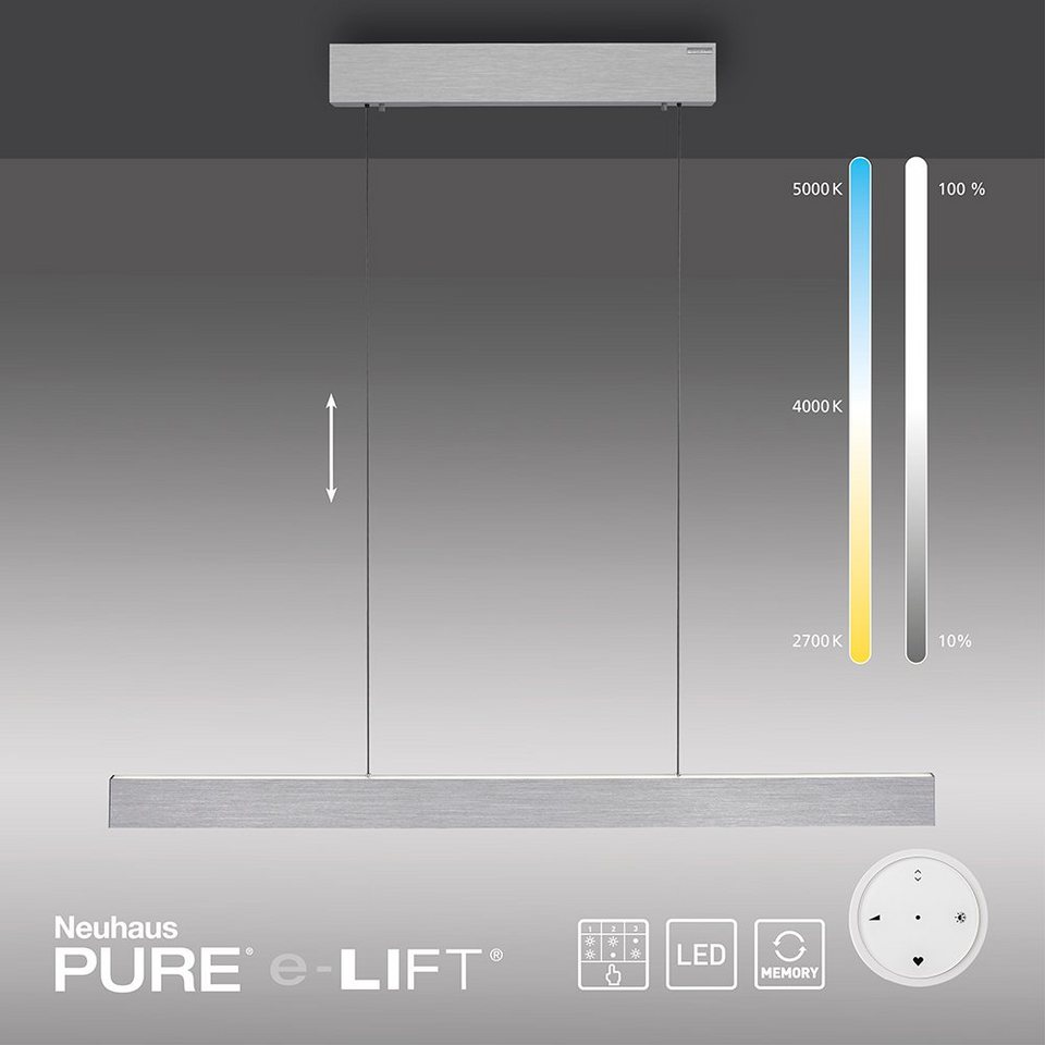 Paul Neuhaus LED Pendelleuchte LED Pendelleuchte PURE-E-MOTION,  CCT-Farbtemperaturregelung, Dimmfunktion, Memoryfunktion,  1xLED-Board/26W/2700-5000K, warmweiß bis kaltweiß, elektrisch ausfahrbar  dimmbar Fernbedienung CCT