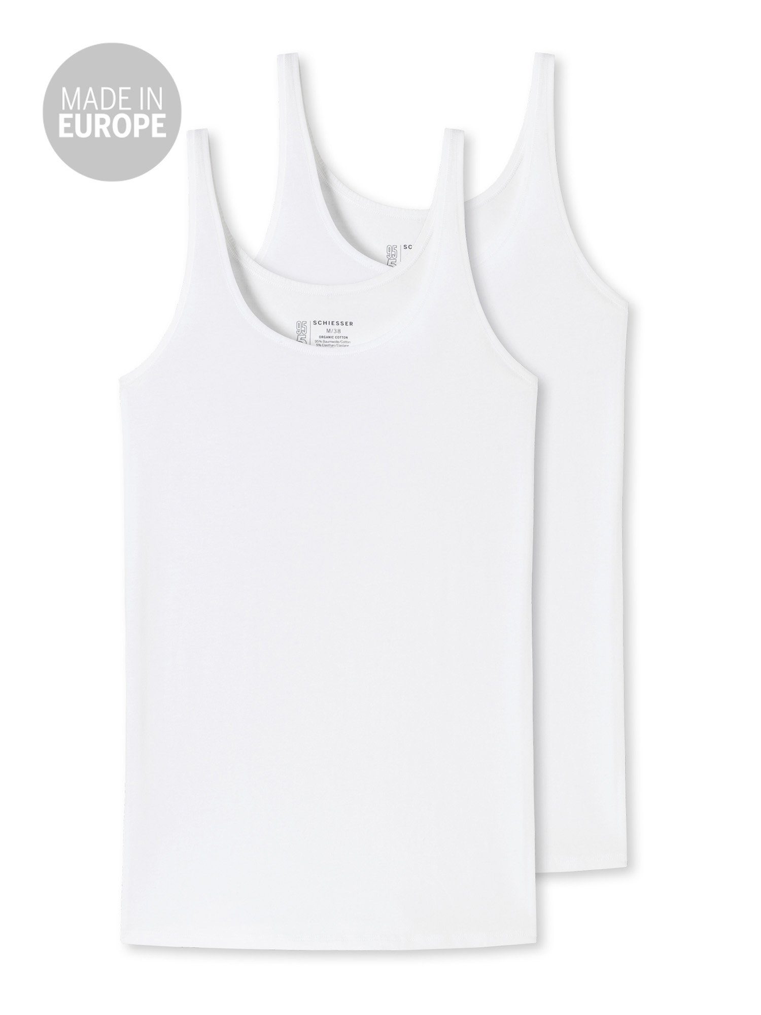 Schiesser Tanktop 95/5 (2-tlg) Tank-top unterhemd unterzieh-shirt weiss | Unterhemden