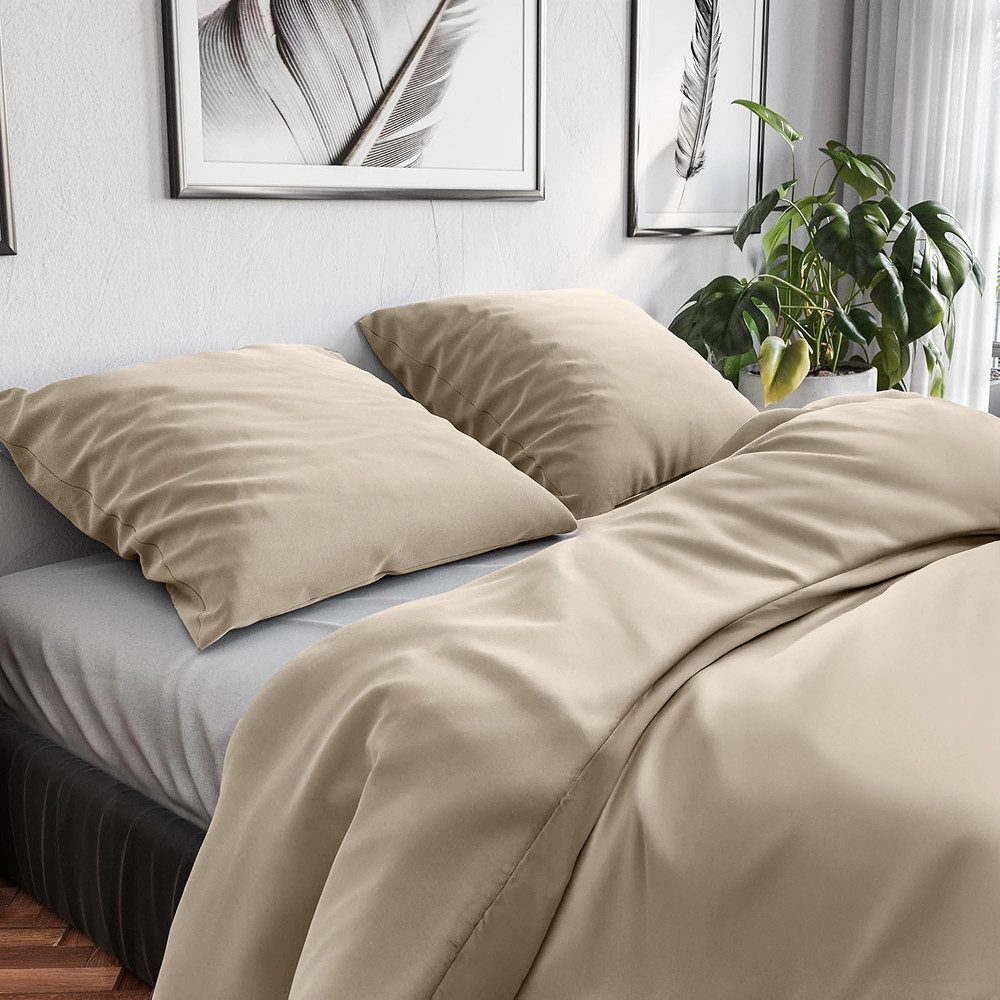 Wolkenfeld Bettwäsche Renforcé Bettwäsche Baumwolle - Natürlich weiches Schlafgefühl, Renforcé, 2 teilig, 135x200 cm, 155x220 & Übergrößen I inkl. Kissenbezüge 80x80 I uni