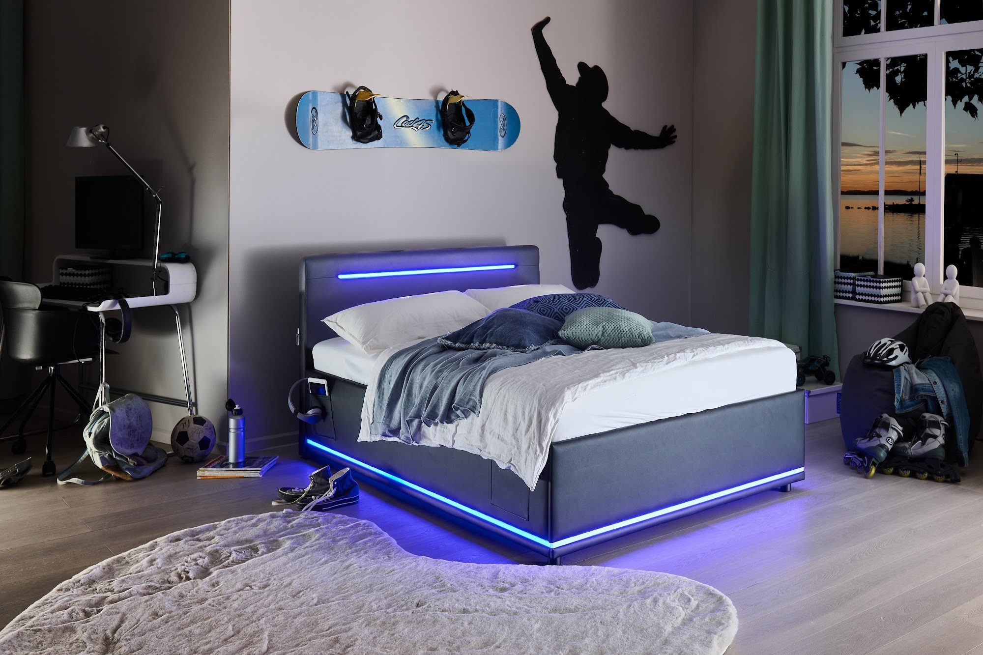 meise.möbel Kinderbett Circle, LED-Beleuchtung, USB-Anschluss, mit Betttaschen