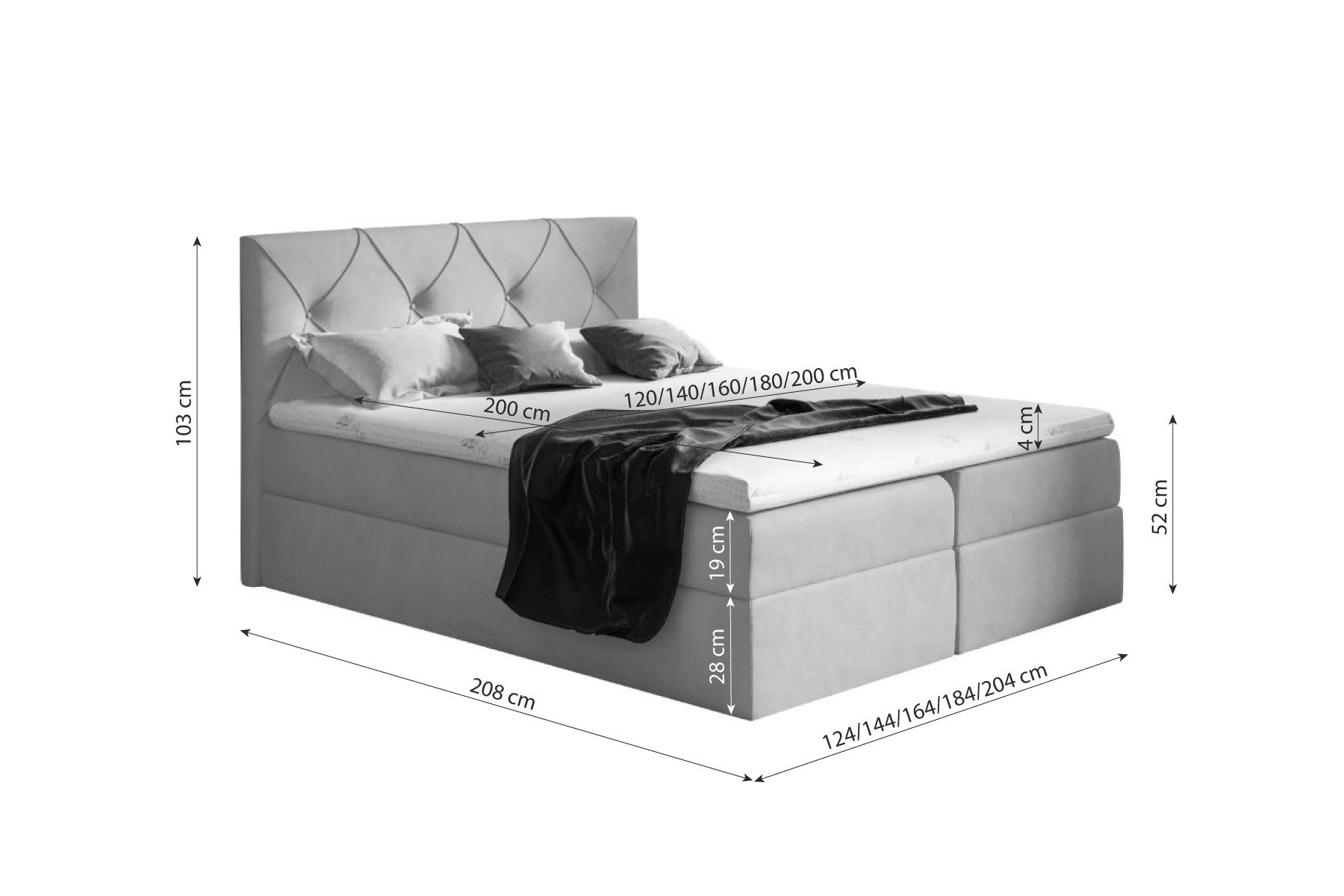 99rooms Boxspringbett Arian (Schlafzimmerbett, Bett), mit Bonellfederkern Matratze, Topper, Bettkasten, Kopfteil gepolstert