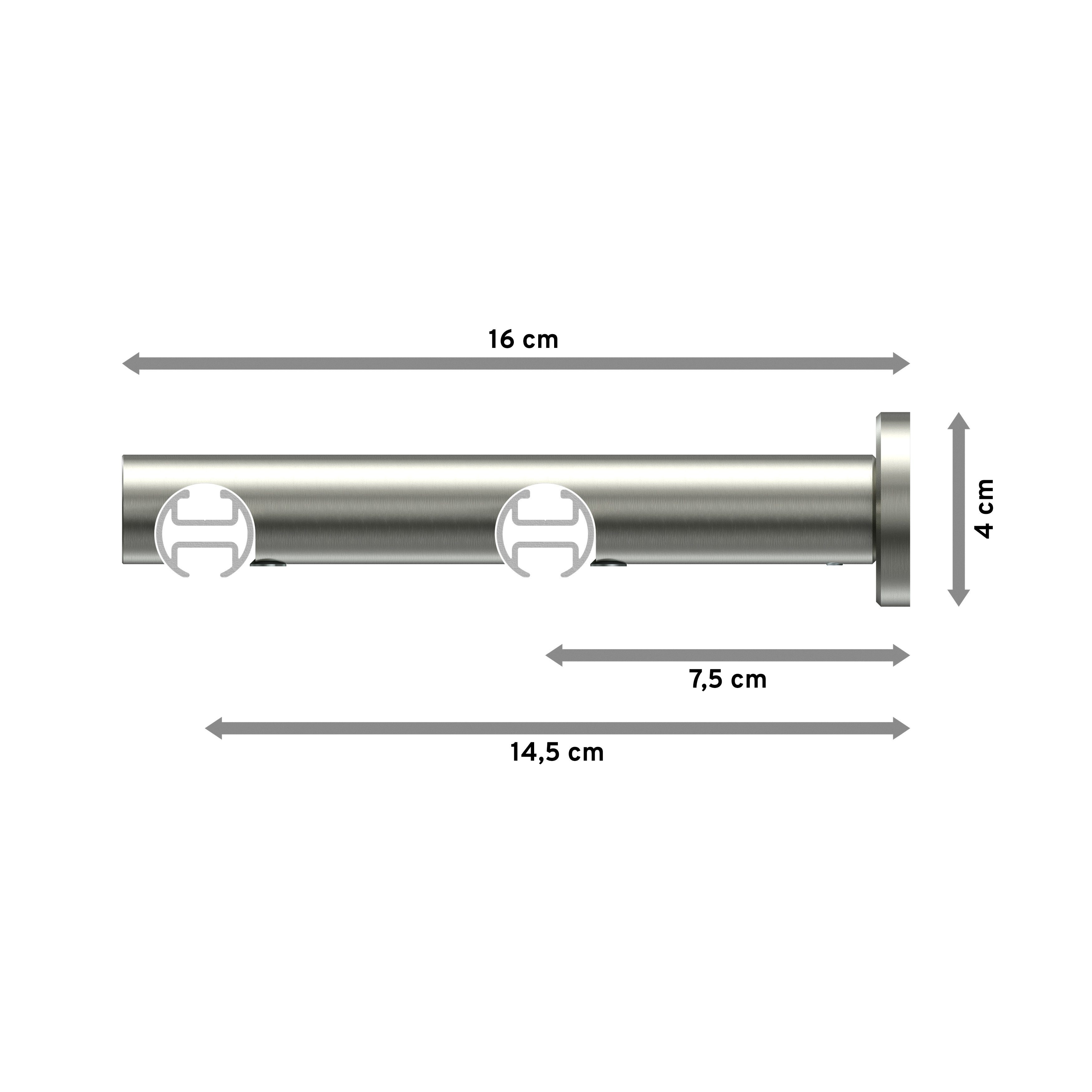 2-läufig, Tanara, mm, Gardinenstange Edelstahl-Optik Wandmontage, INTERDECO, Ø 20 Platon