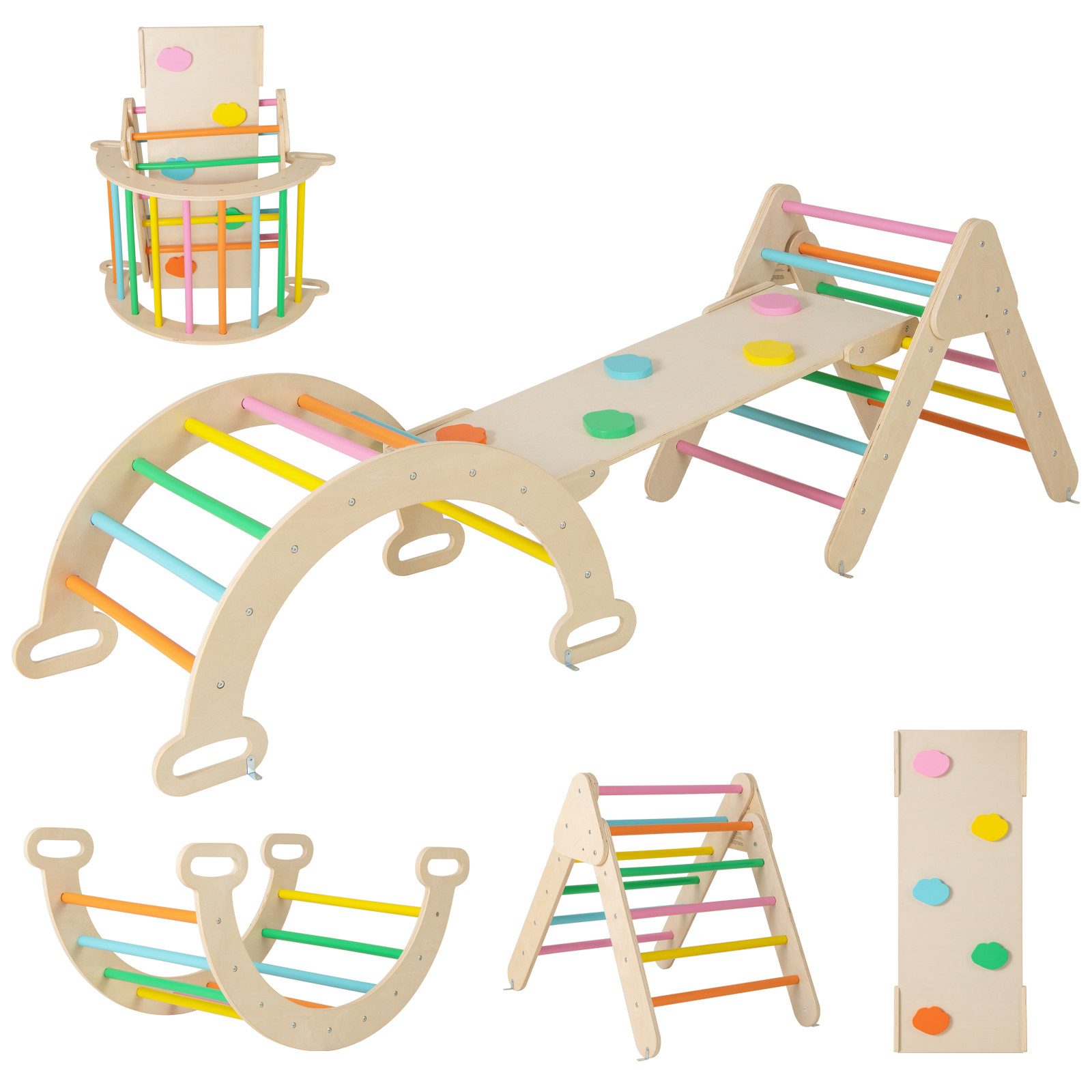 COSTWAY Klettergerüst, 4 in 1 Kletterbogen mit Rampe, Tragfähigkeit von 50kg