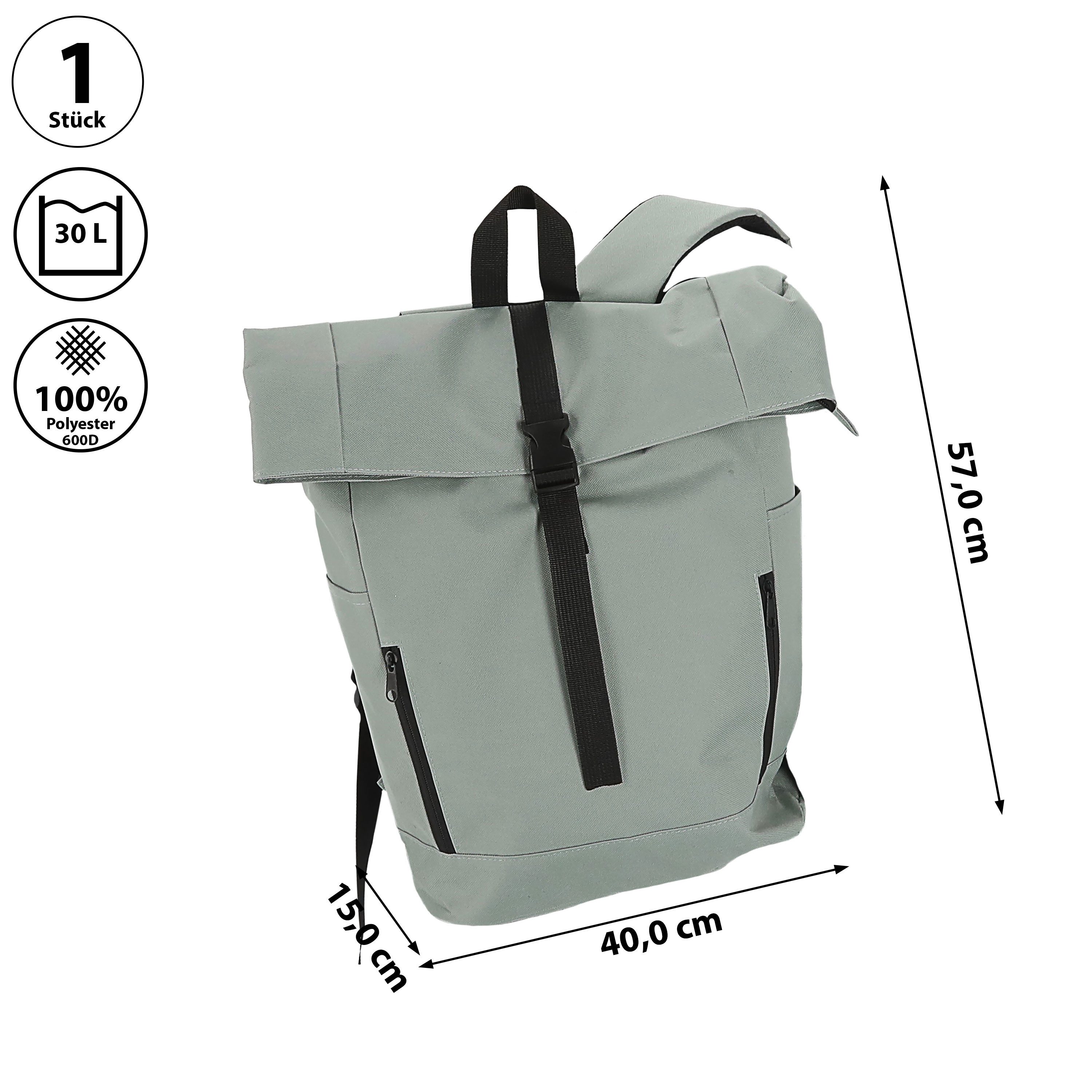 CEPEWA Rucksack Falt Rucksack Urban 30l hellgrau 40x57x15cm 600D Polyester günstig online kaufen