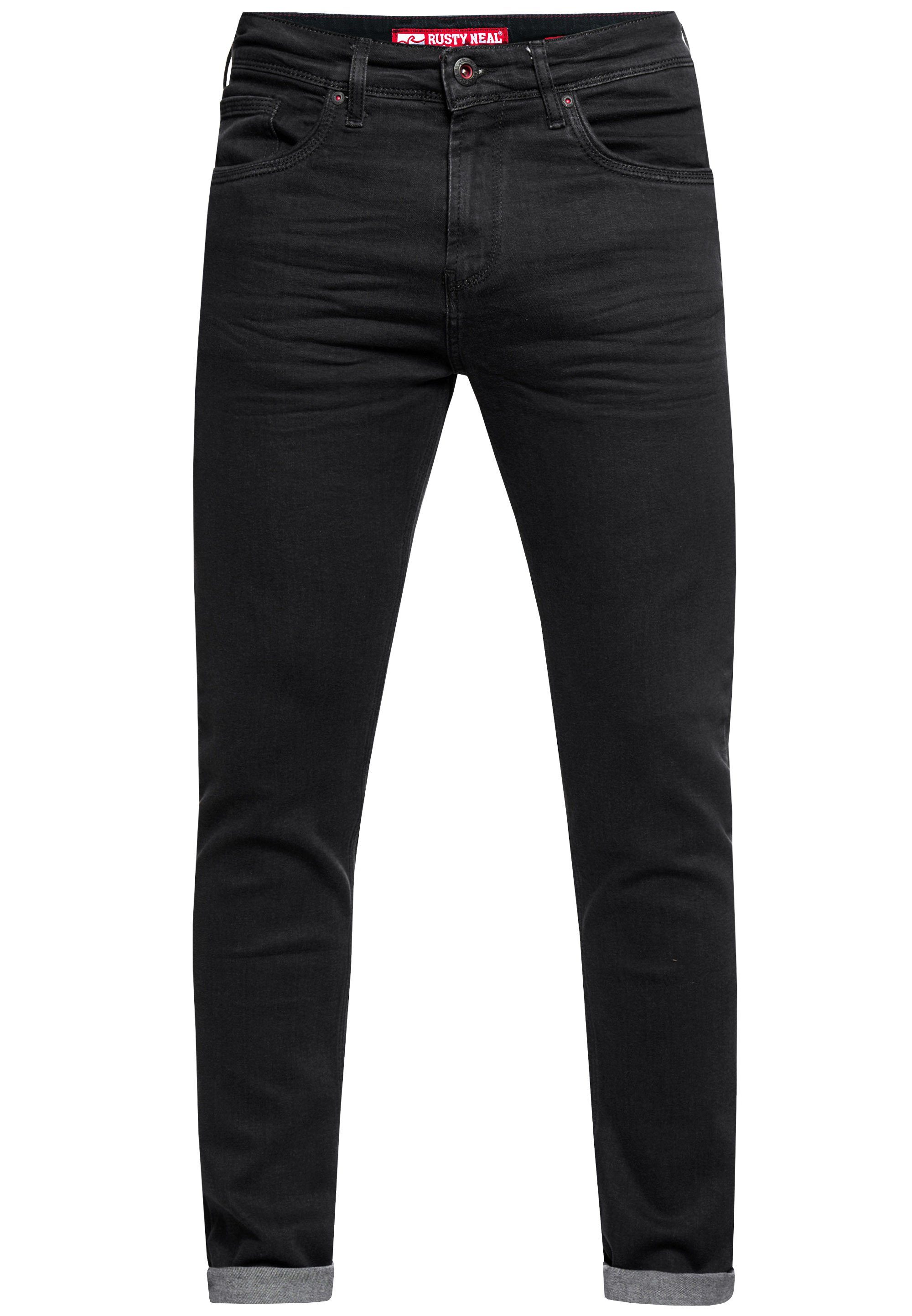 klassischen Straight-Jeans MELVIN schwarz 5-Pocket-Stil Rusty Neal im