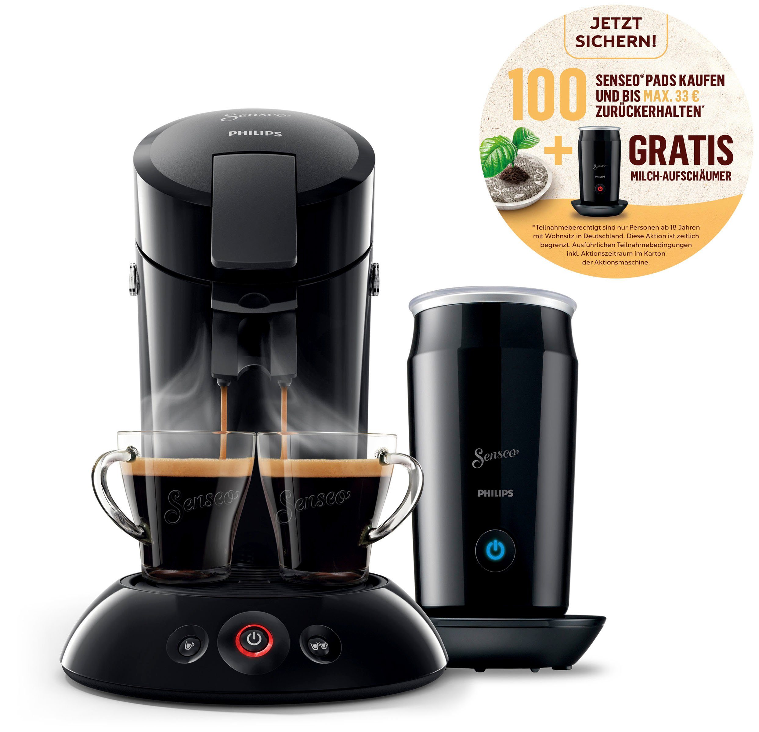 Philips Senseo Kaffeepadmaschine Senseo Original HD6553/65, inkl.  Milchaufschäumer im Wert von 79,99 UVP, 100 Senseo Pads kaufen und bis  max.33 € zurückerhalten online kaufen | OTTO