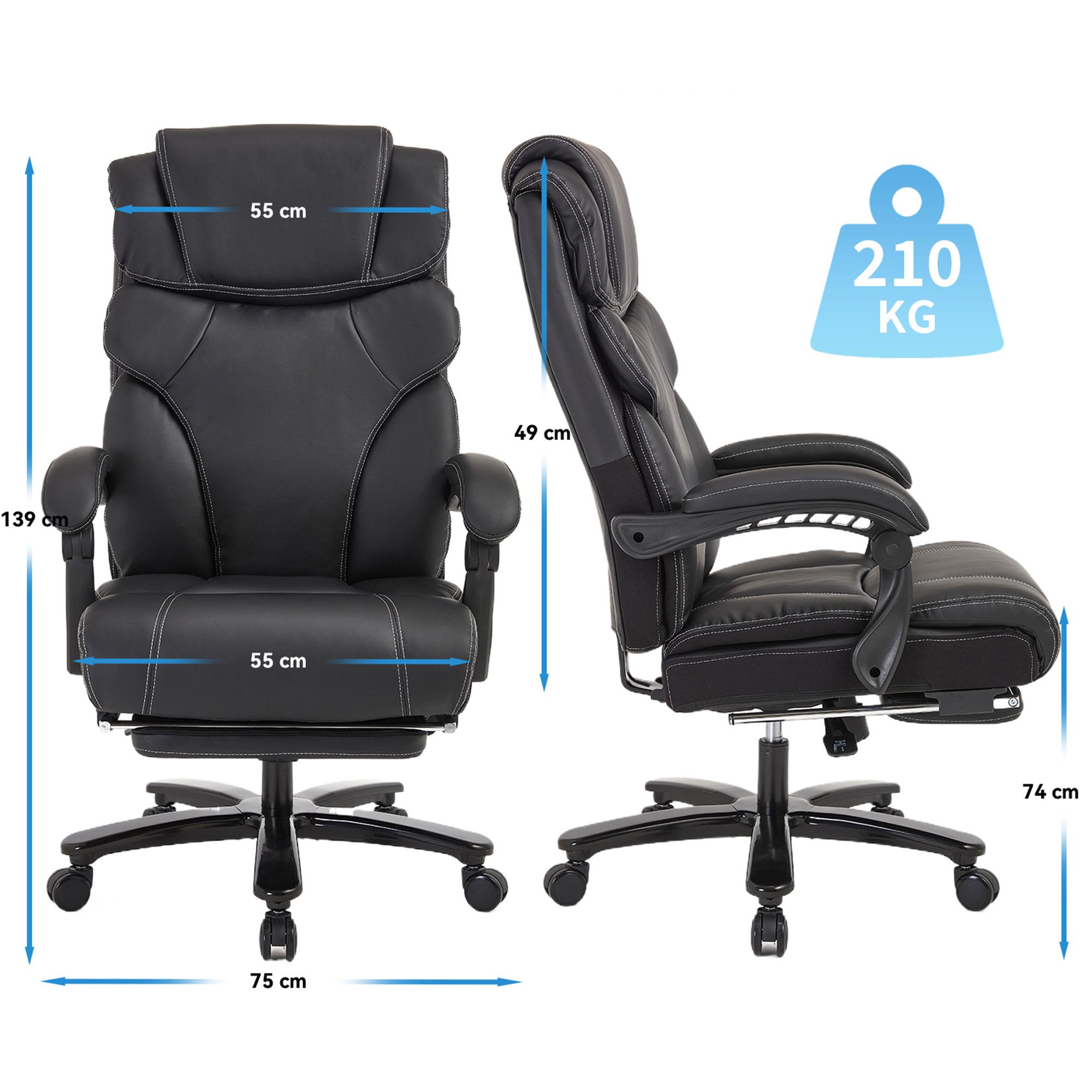 AISALL Bürostuhl Chefsessel PU mit Fußstütze, günstig online kaufen