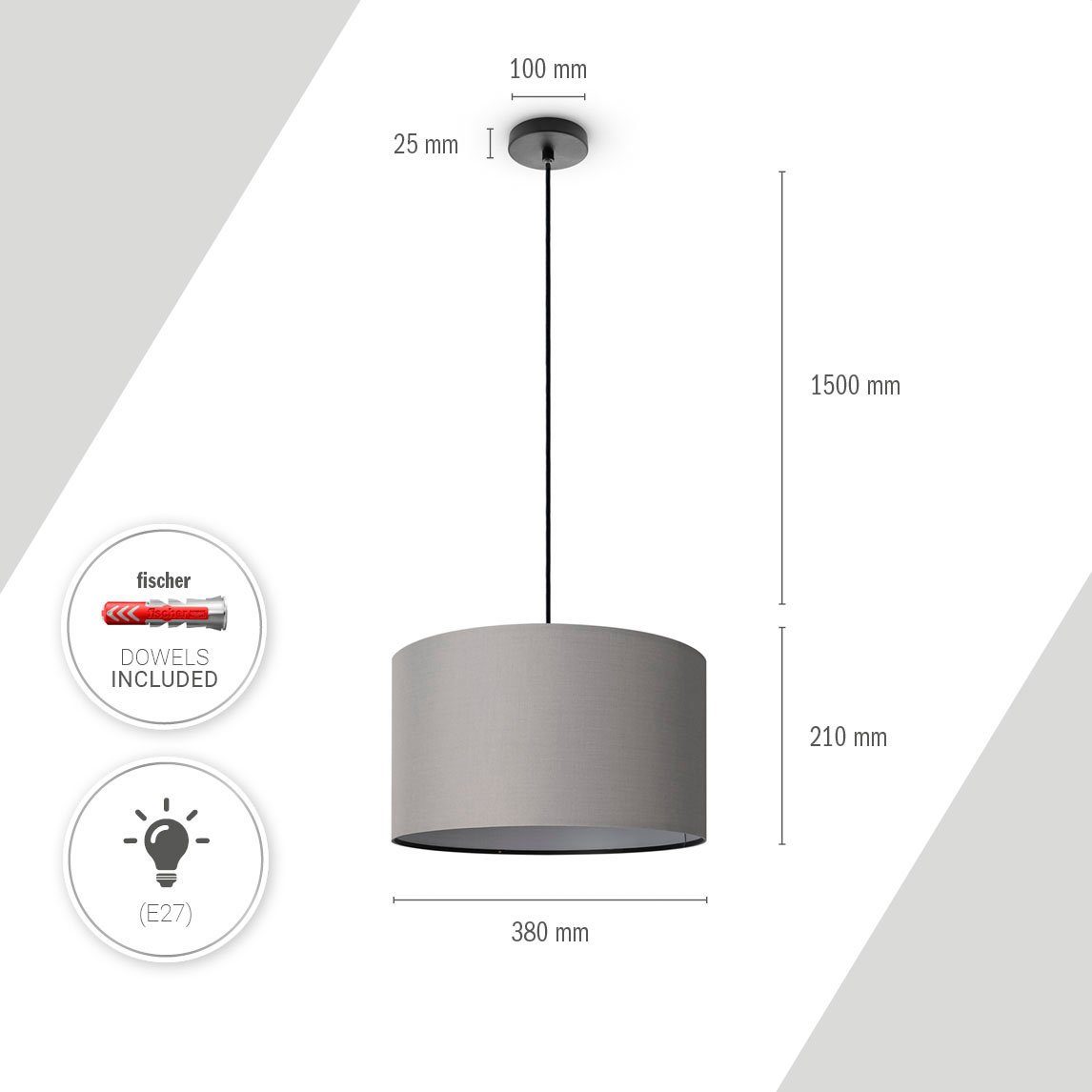 Paco Home Pendelleuchte HUGO UNI Deko Deckenlampe COLOR, Unifarben, Wohnzimmer LED ohne Und Leuchtmittel, Schlafzimmer, E27