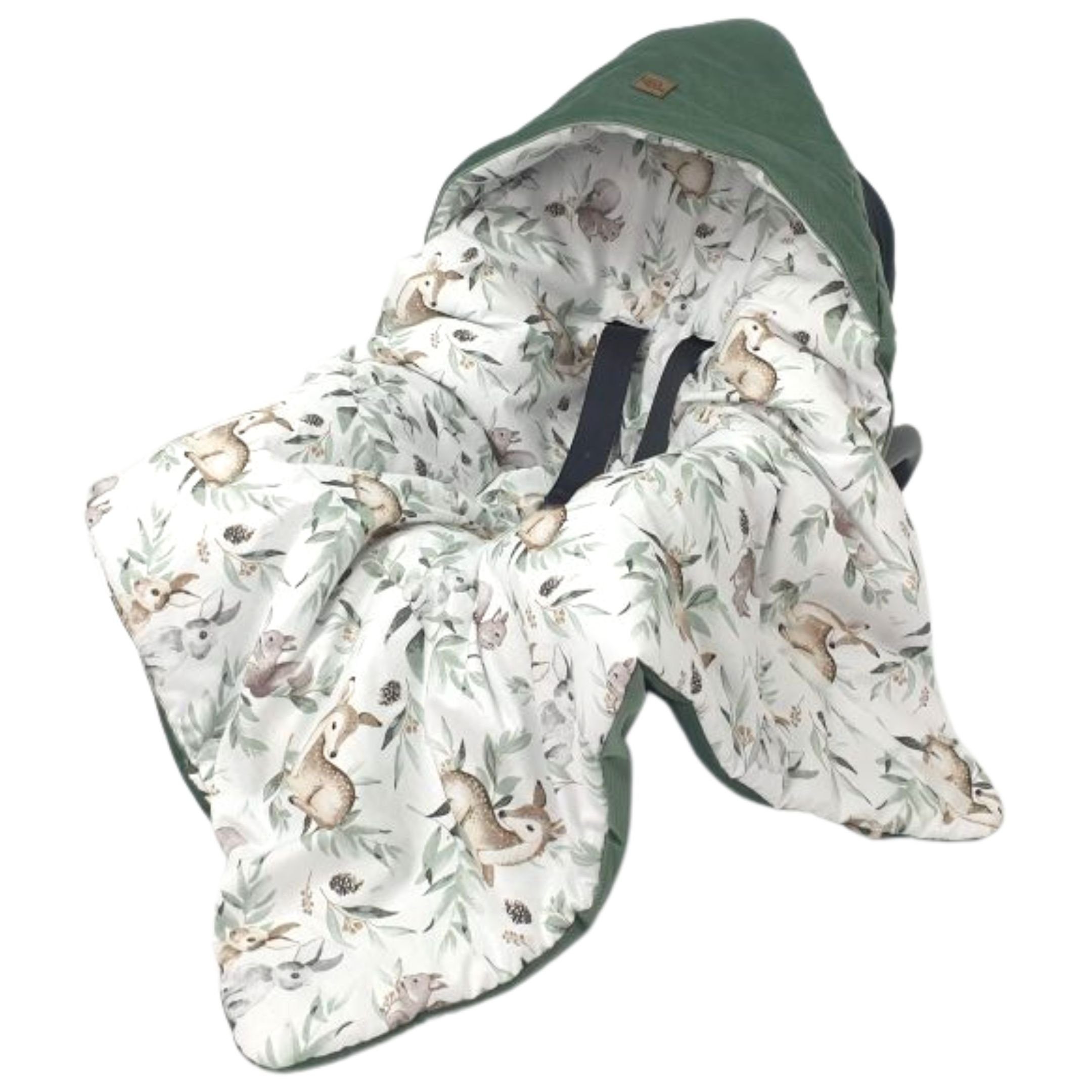 Babymajawelt Fußsack Fußsack Velvet Reh Grün - Baby Autositz Einschlagdecke günstig online kaufen