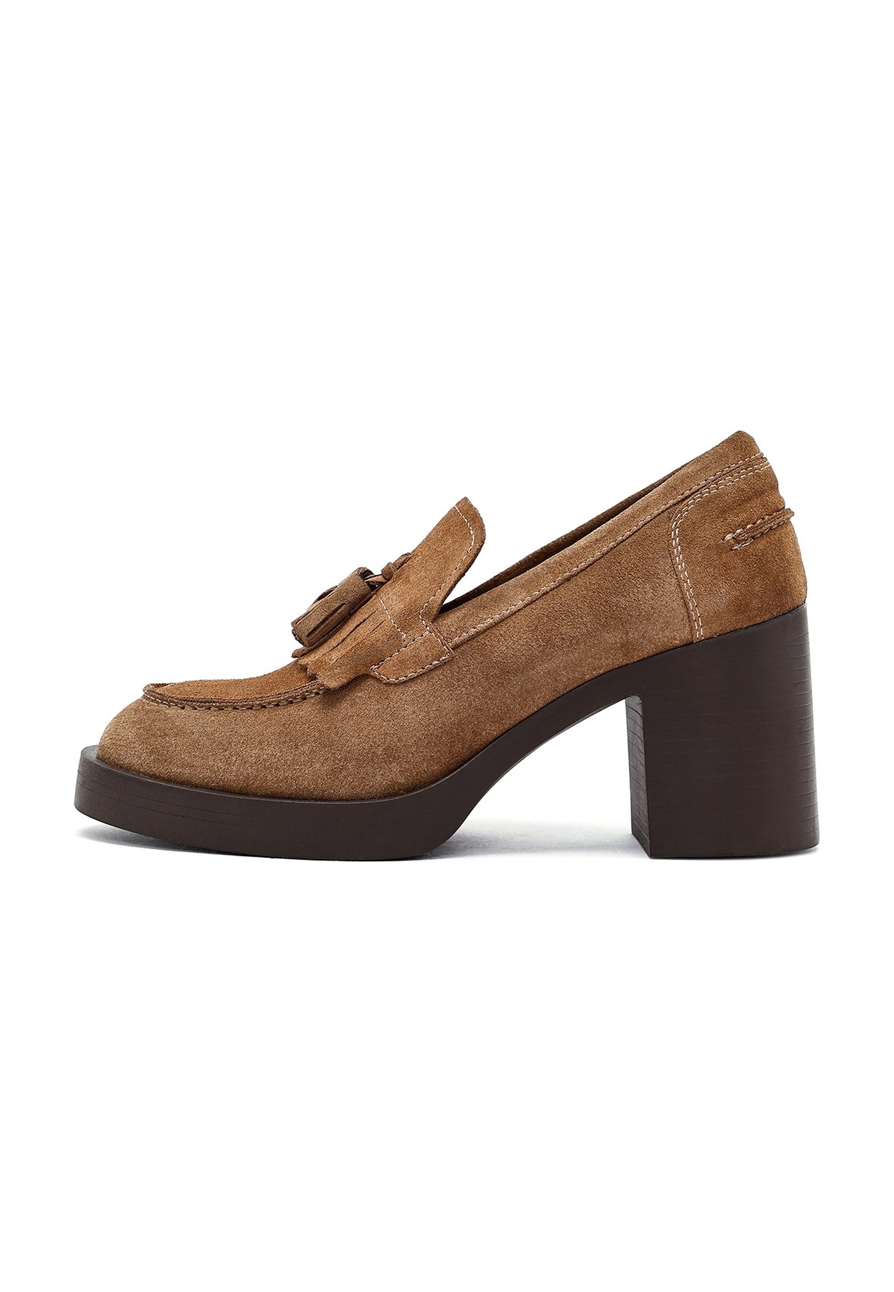 Derimod Echte Wildleder Plateau-Blockabsatz-Loafer Loafer