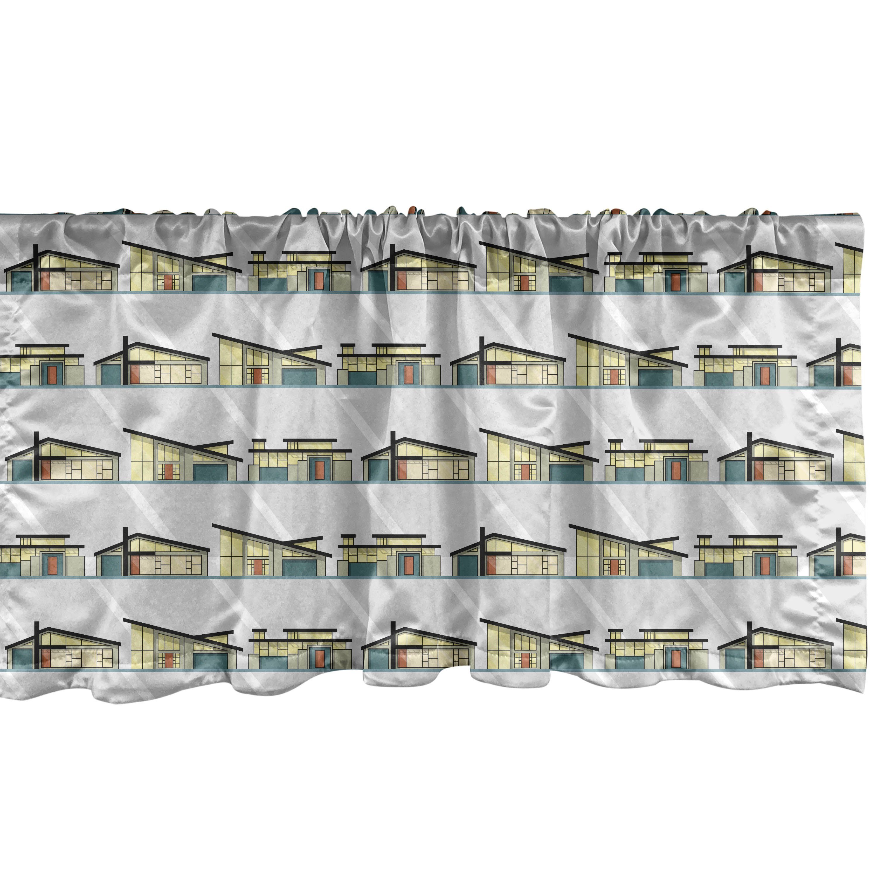 Scheibengardine Vorhang Volant für Modern Geometrisch Haus Schlafzimmer Architecture mit Dekor Abakuhaus, Microfaser, Küche Stangentasche
