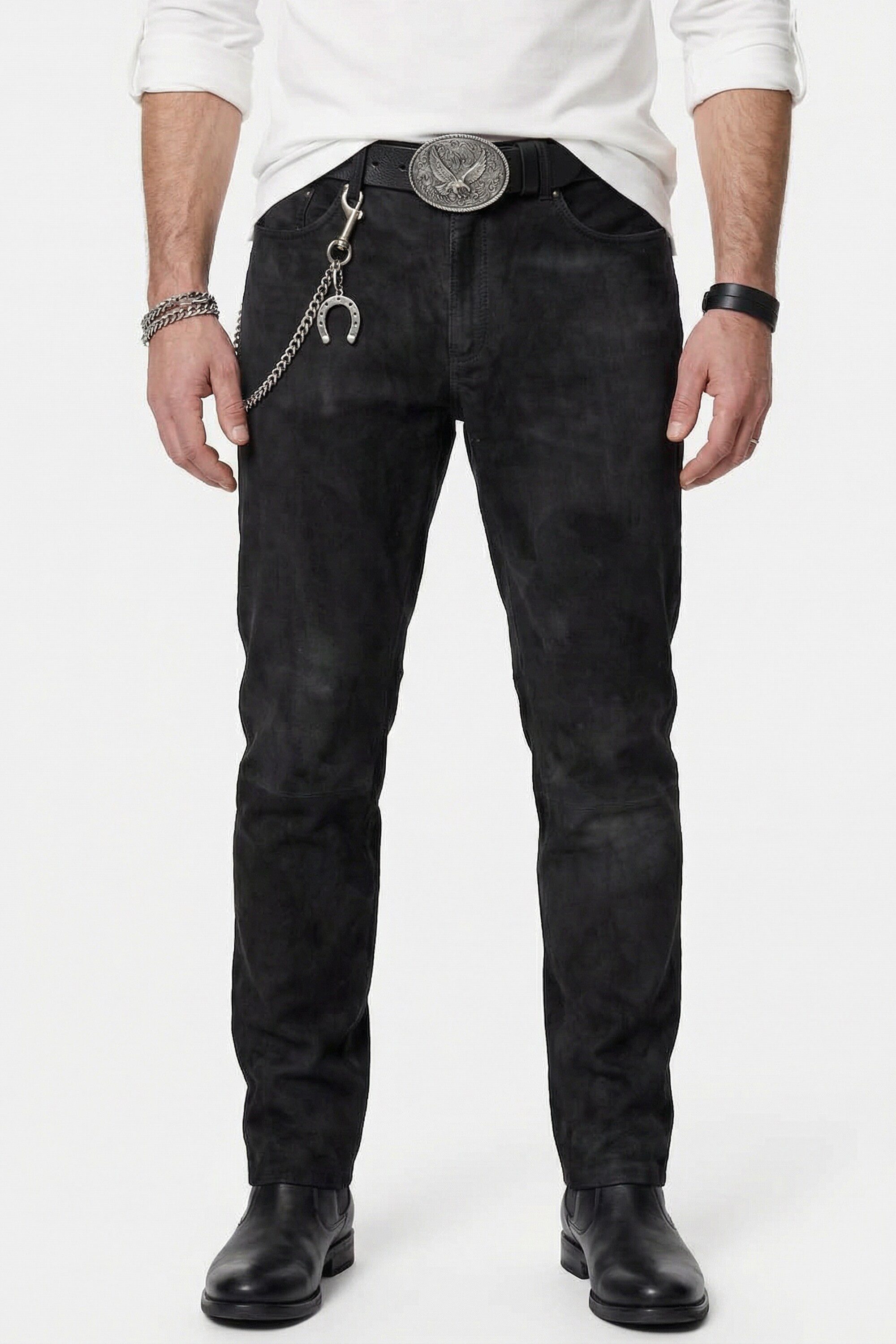 JP1880 Lederhose Lederhose Regular Fit 5-Pocket Büffelleder