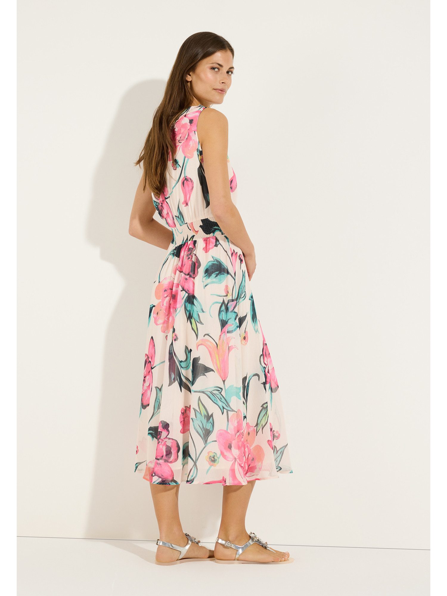 MORE&MORE Blusenkleid feminines, fließendes Maxikleid, Flowers