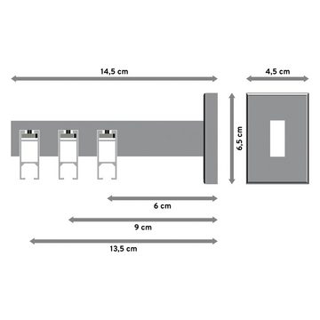 Gardinenstange Smartline Conex, INTERDECO, 3-läufig, 14x35 mm, eckig, Wandmontage, Weiß / Chrom